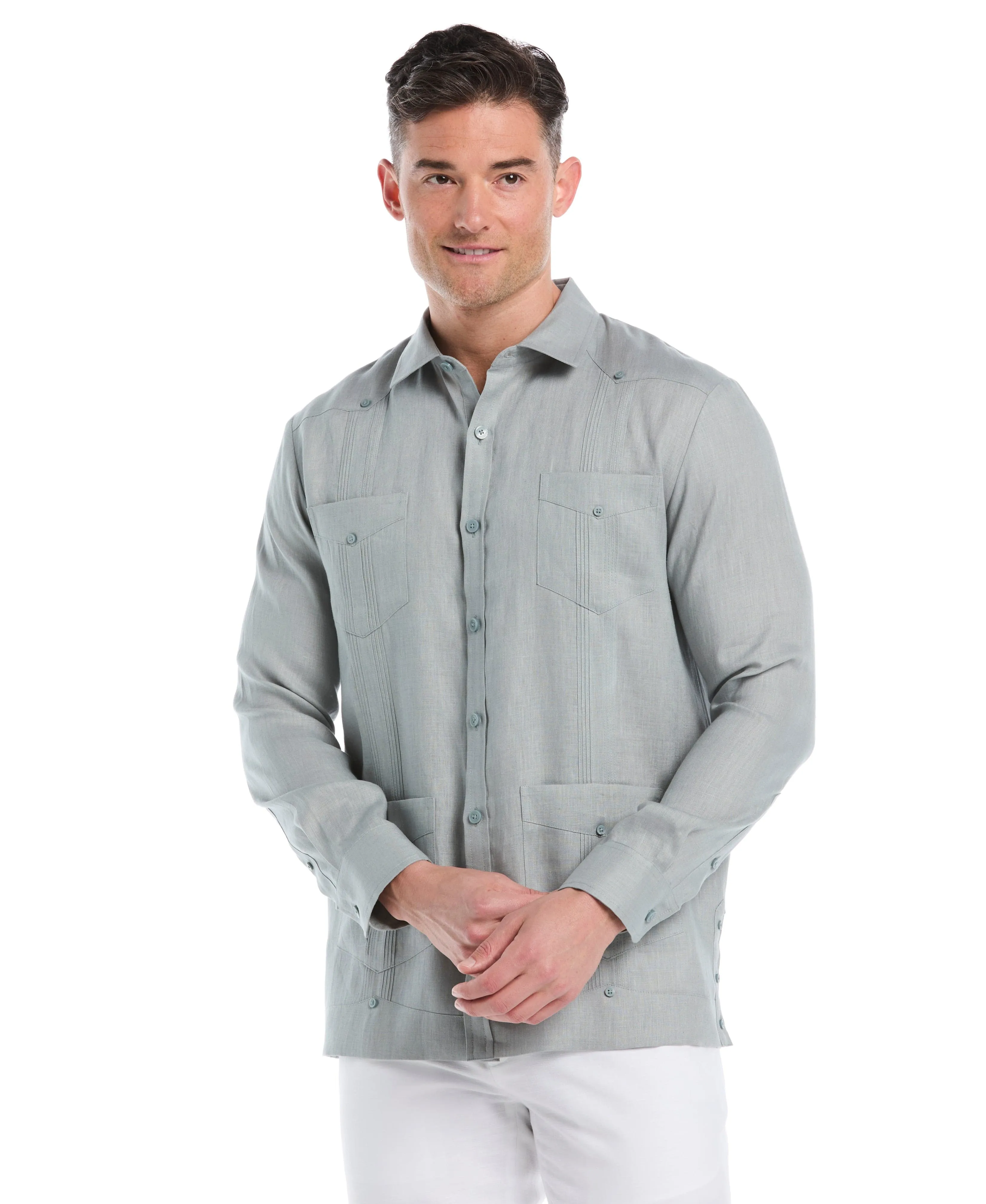 Big & Tall 100% Linen Classic Guayabera Shirt - Long Sleeve sold by Cubavera
