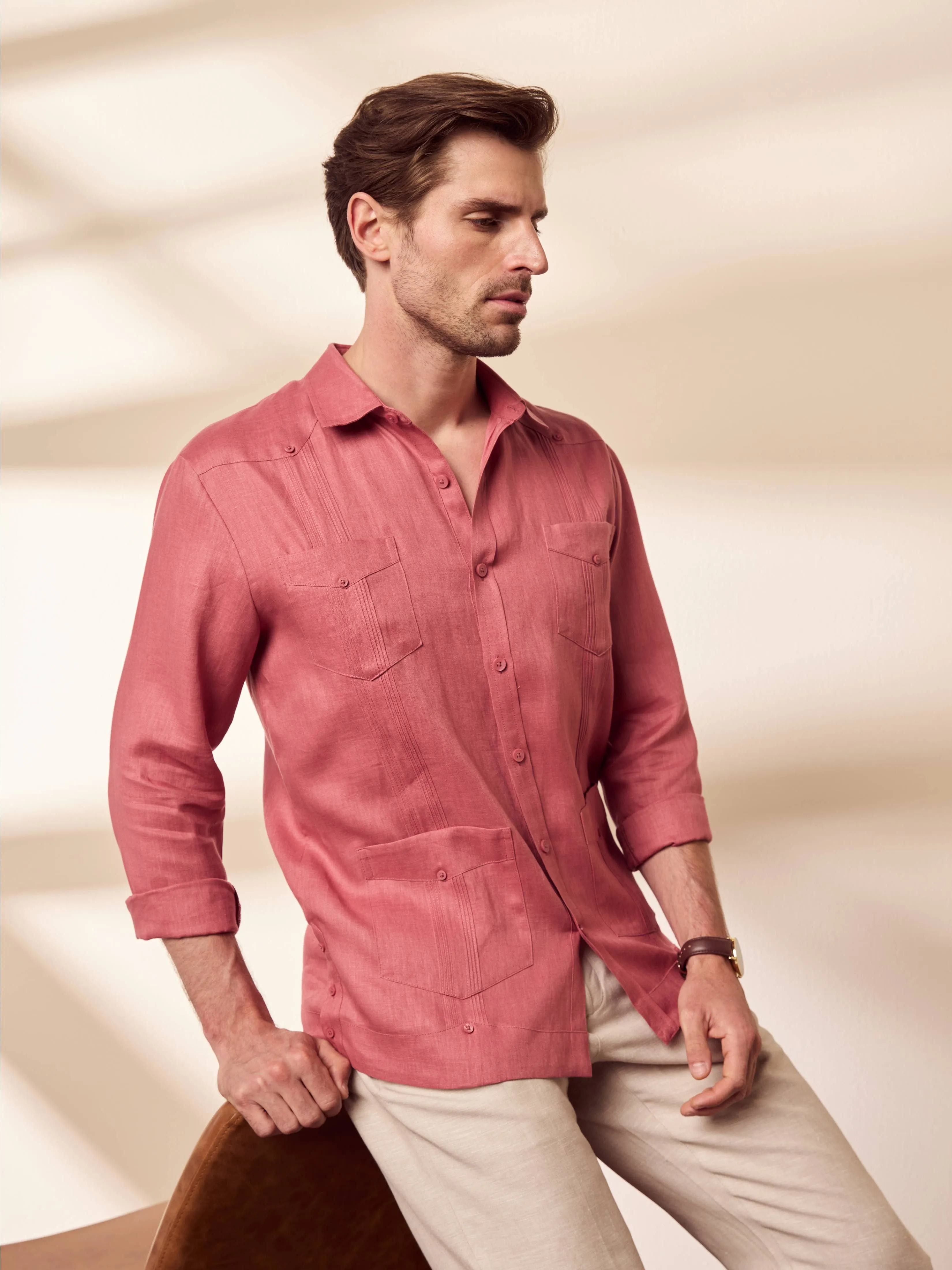 100% Linen Classic Guayabera Shirt - Long Sleeve sold by Cubavera product image thumbnail 2