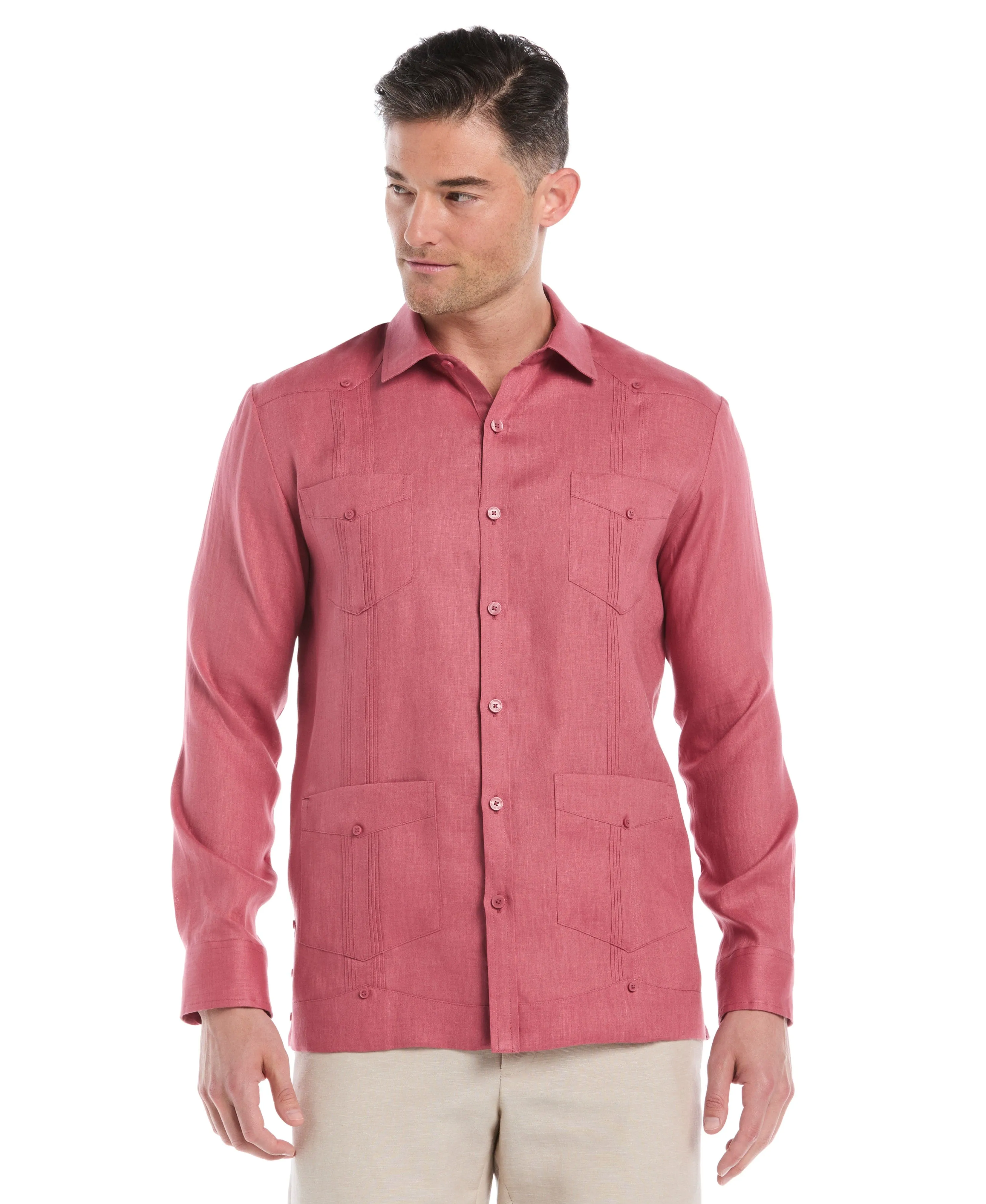100% Linen Classic Guayabera Shirt - Long Sleeve sold by Cubavera
