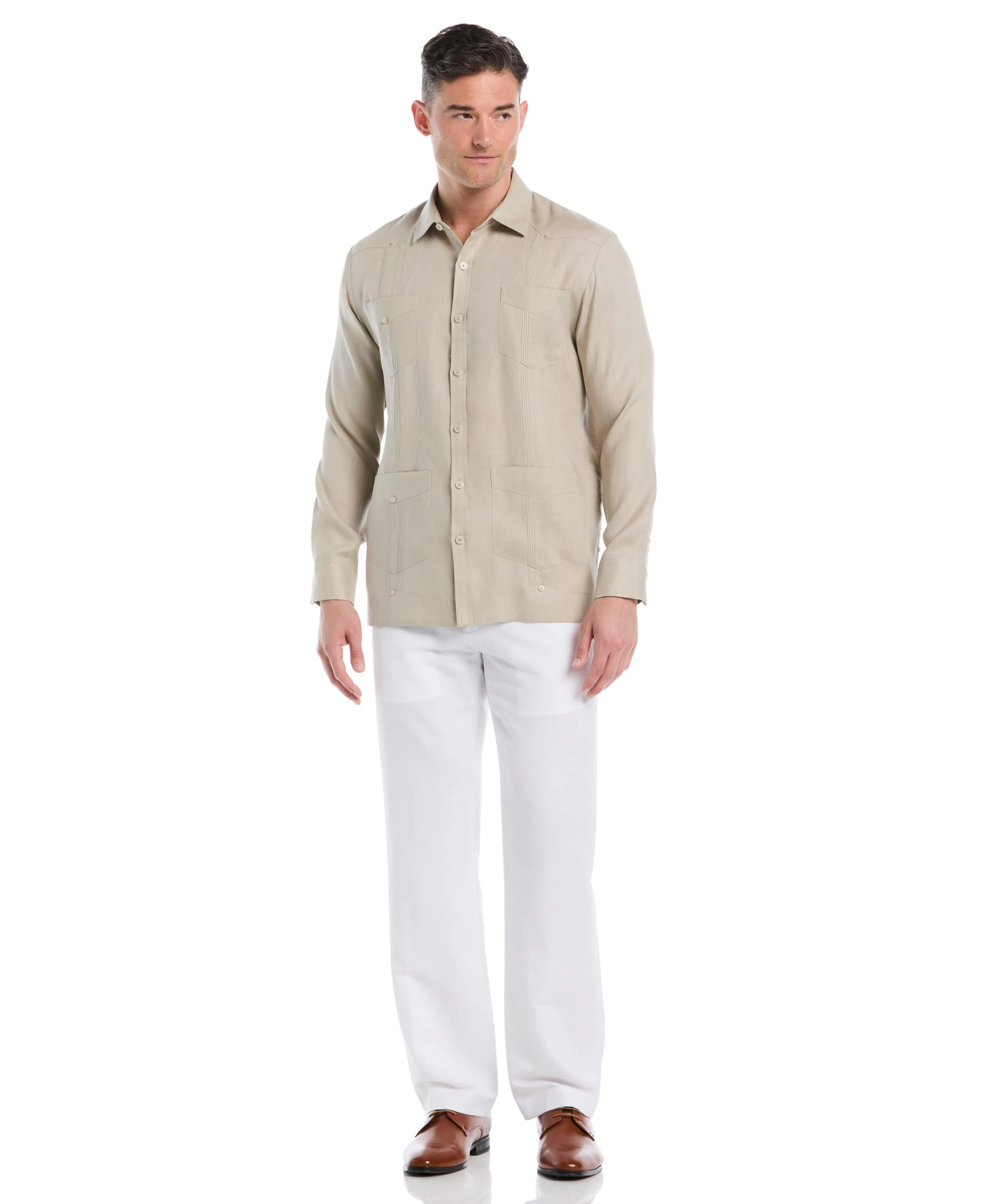 Big & Tall 100% Linen Classic Guayabera Shirt - Long Sleeve sold by Cubavera product image thumbnail 4