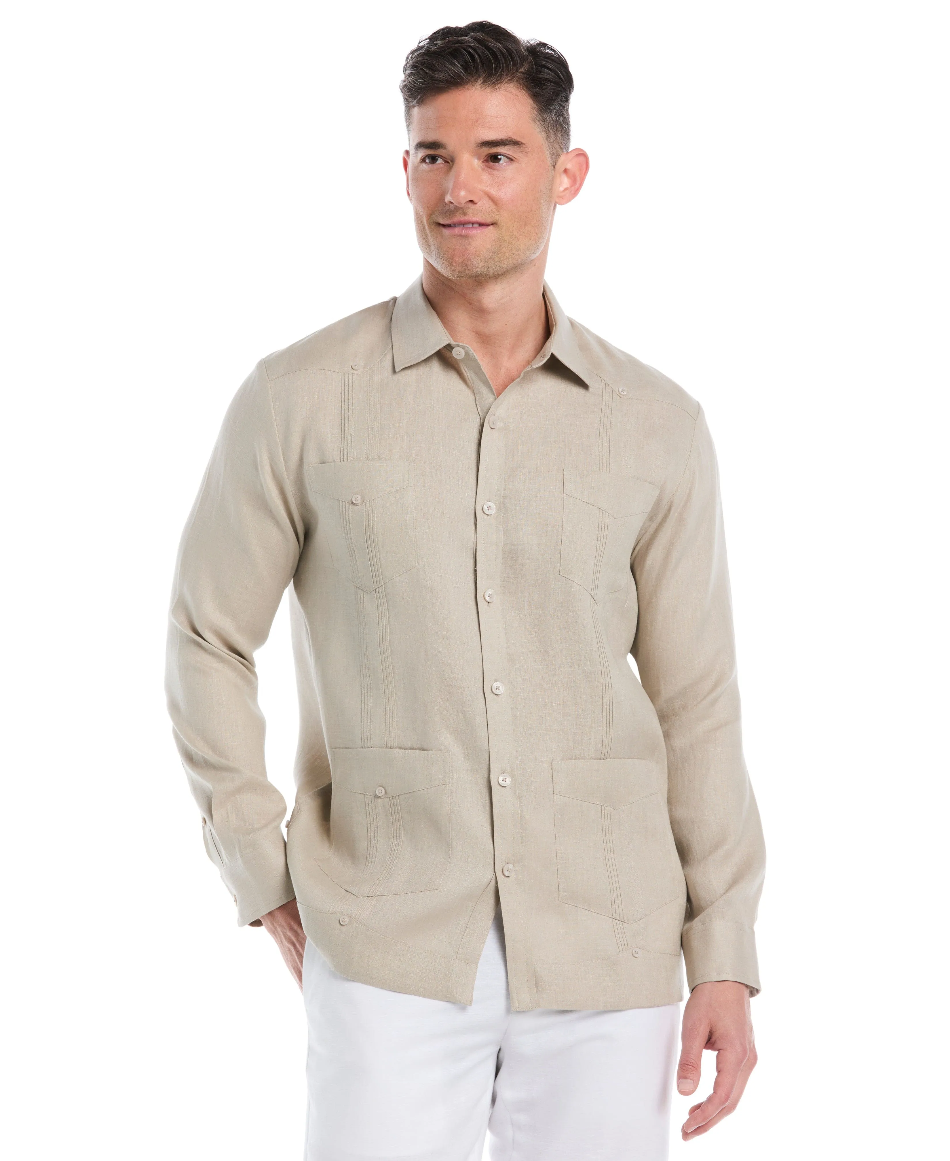 Big & Tall 100% Linen Classic Guayabera Shirt - Long Sleeve sold by Cubavera