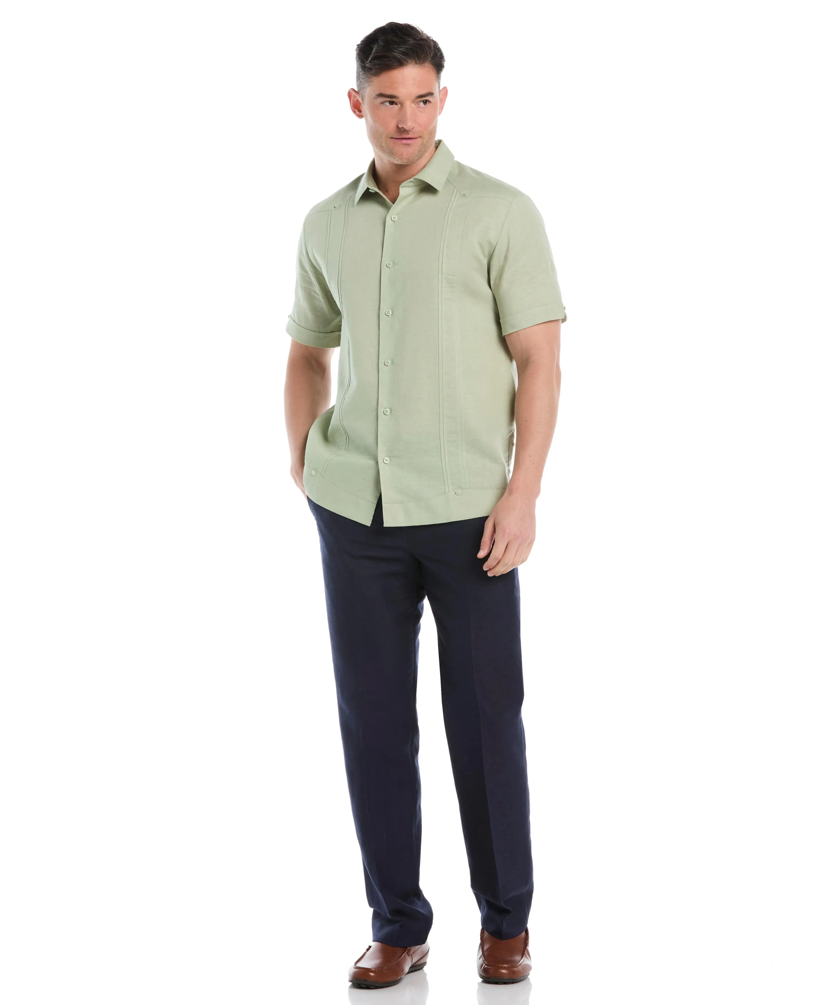 Big & Tall Linen Blend No Pocket Guayabera Shirt sold by Cubavera product image thumbnail 4