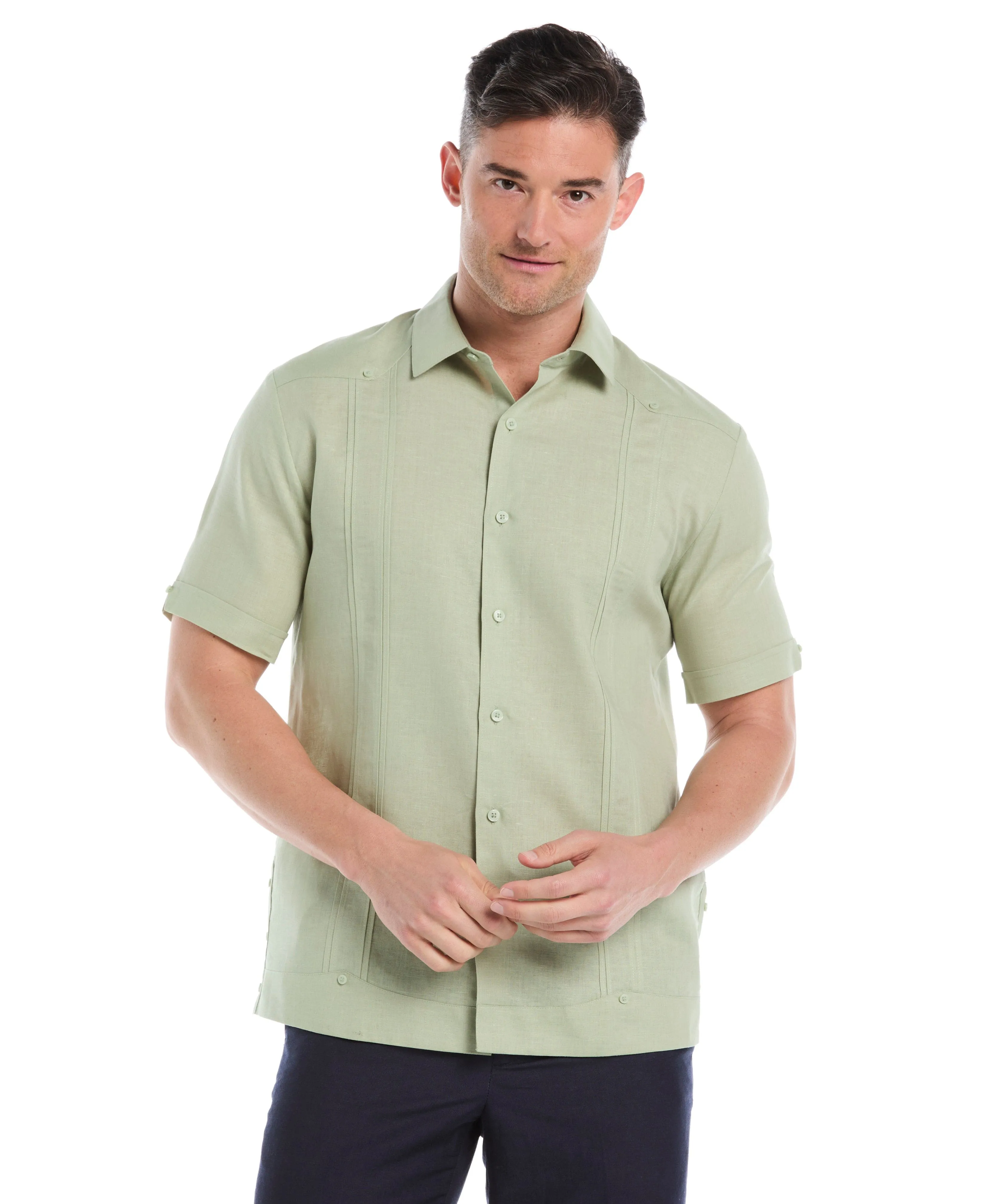 Big & Tall Linen Blend No Pocket Guayabera Shirt sold by Cubavera
