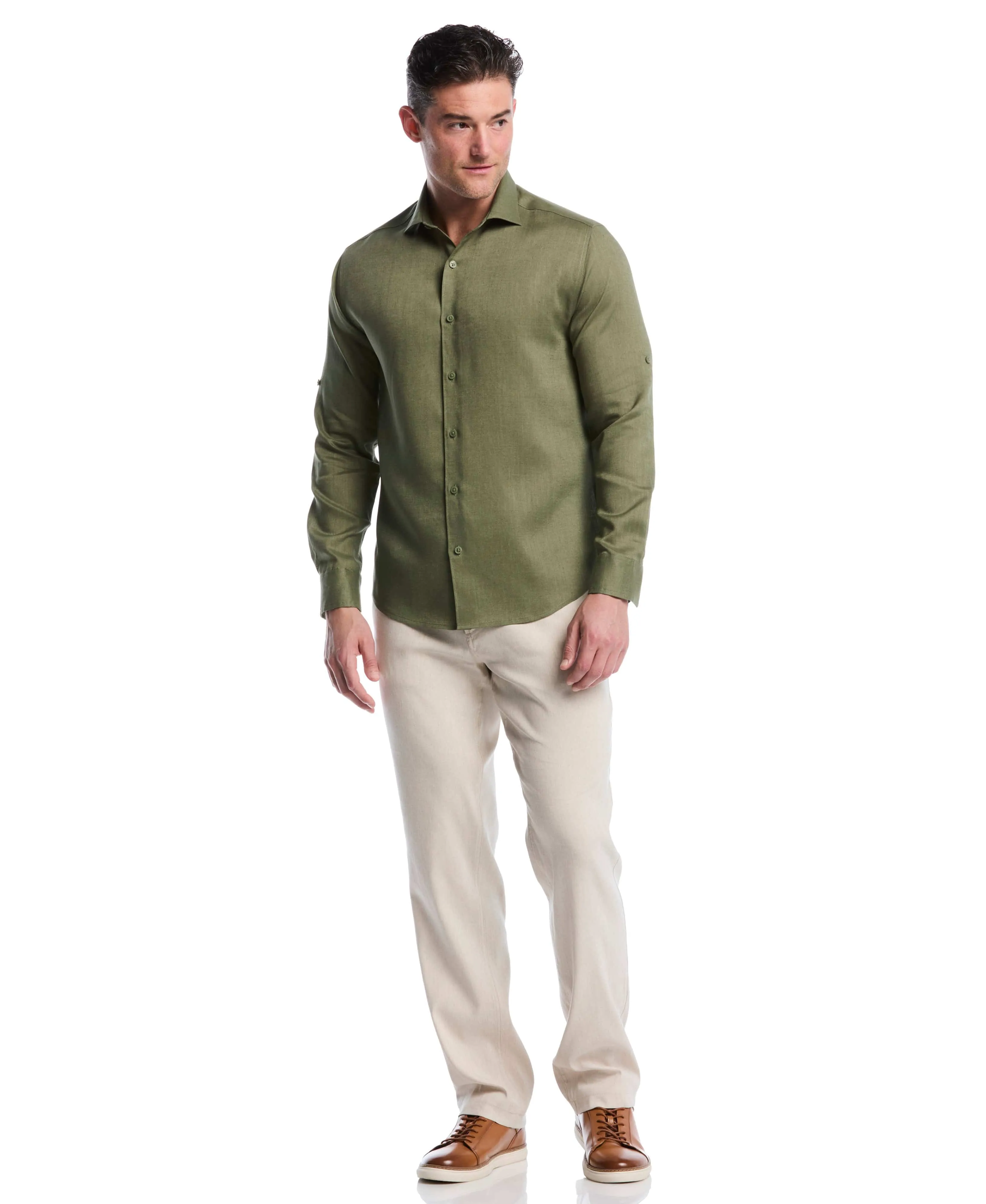 Travelselect™ Linen-Blend Rolled Sleeve Shirt sold by Cubavera product image thumbnail 4