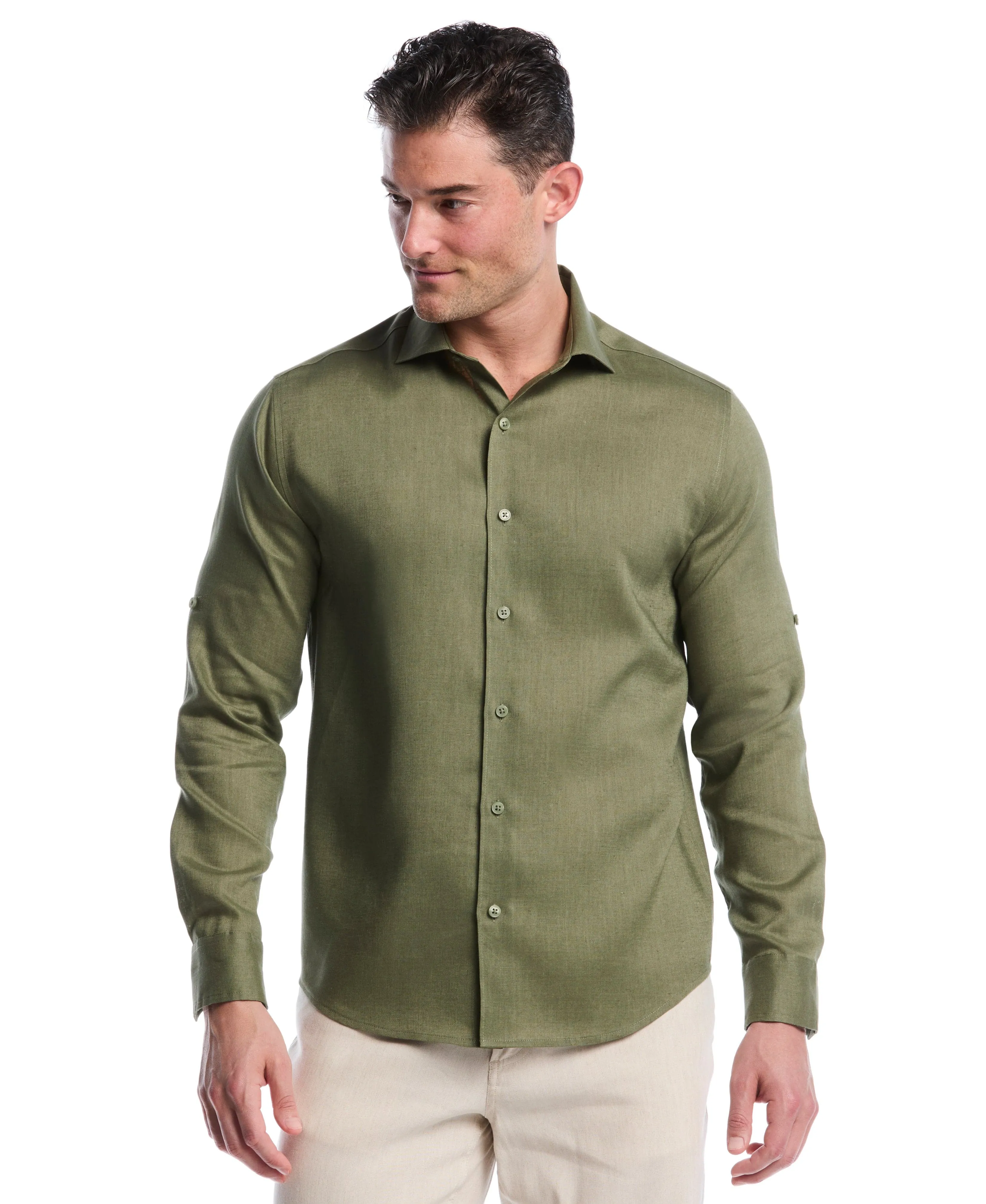 Travelselect™ Linen-Blend Rolled Sleeve Shirt sold by Cubavera