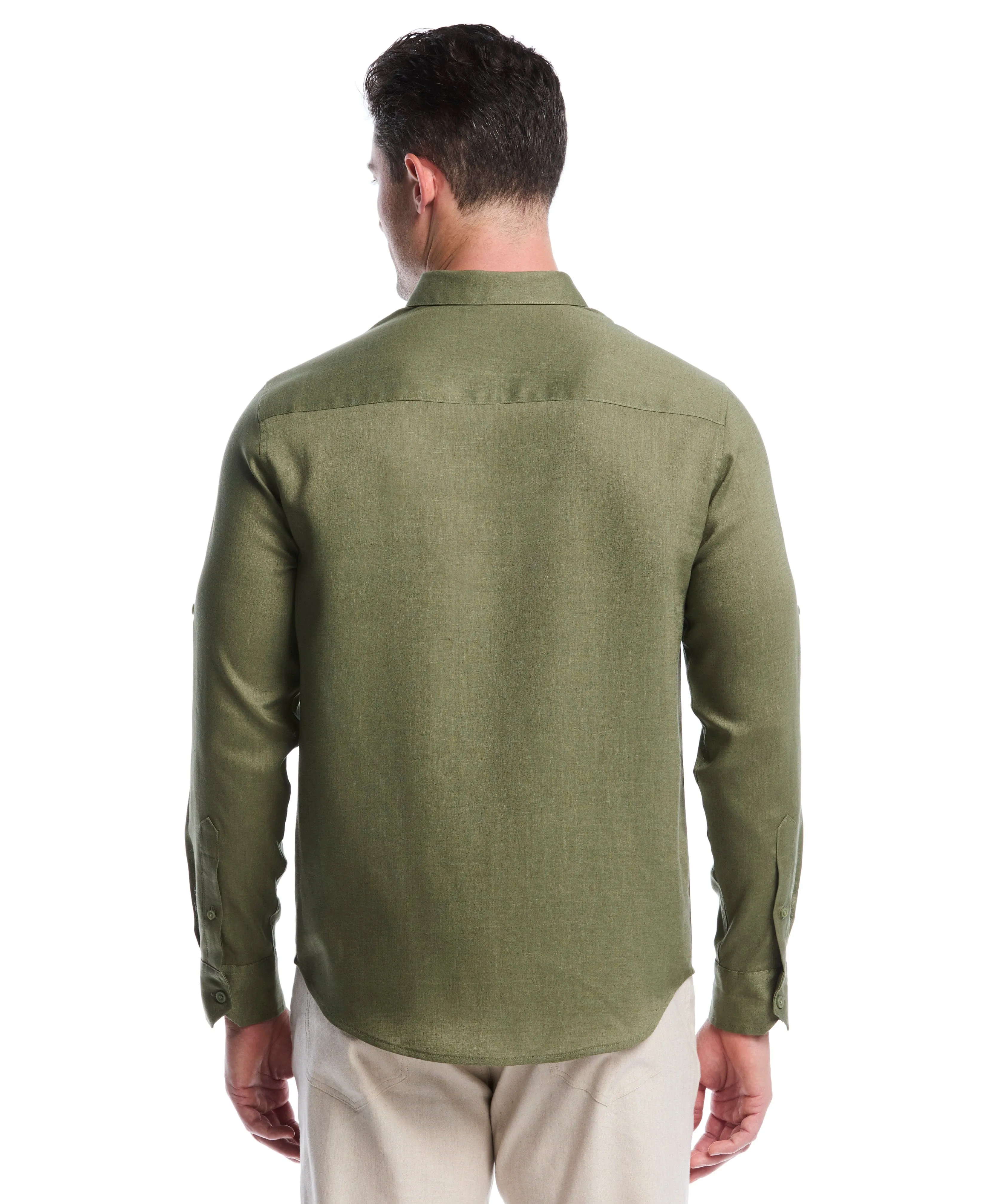 Travelselect™ Linen-Blend Rolled Sleeve Shirt sold by Cubavera product image thumbnail 2