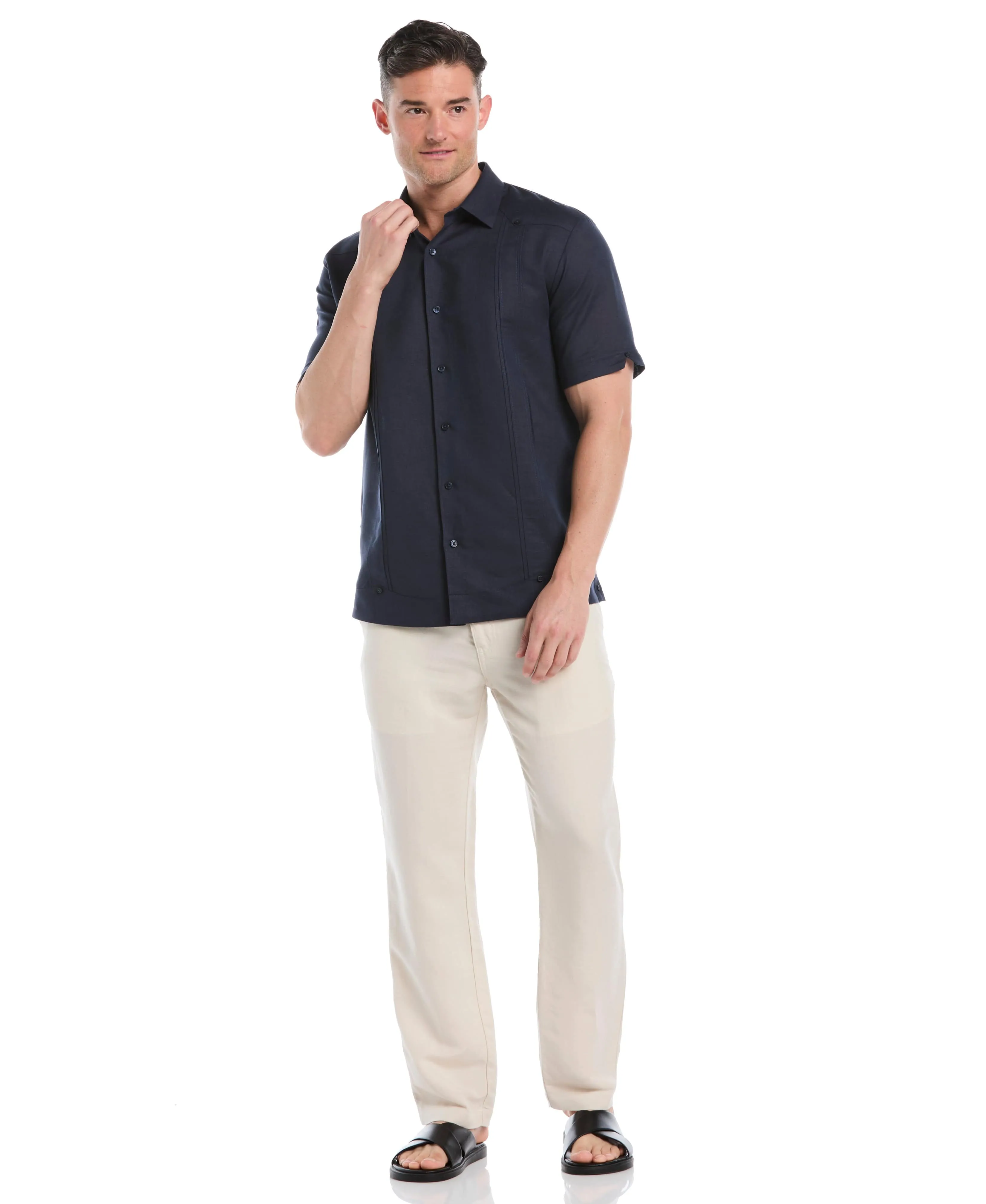 Big & Tall Linen Blend No-Pocket Guayabera Shirt sold by Cubavera product image thumbnail 4
