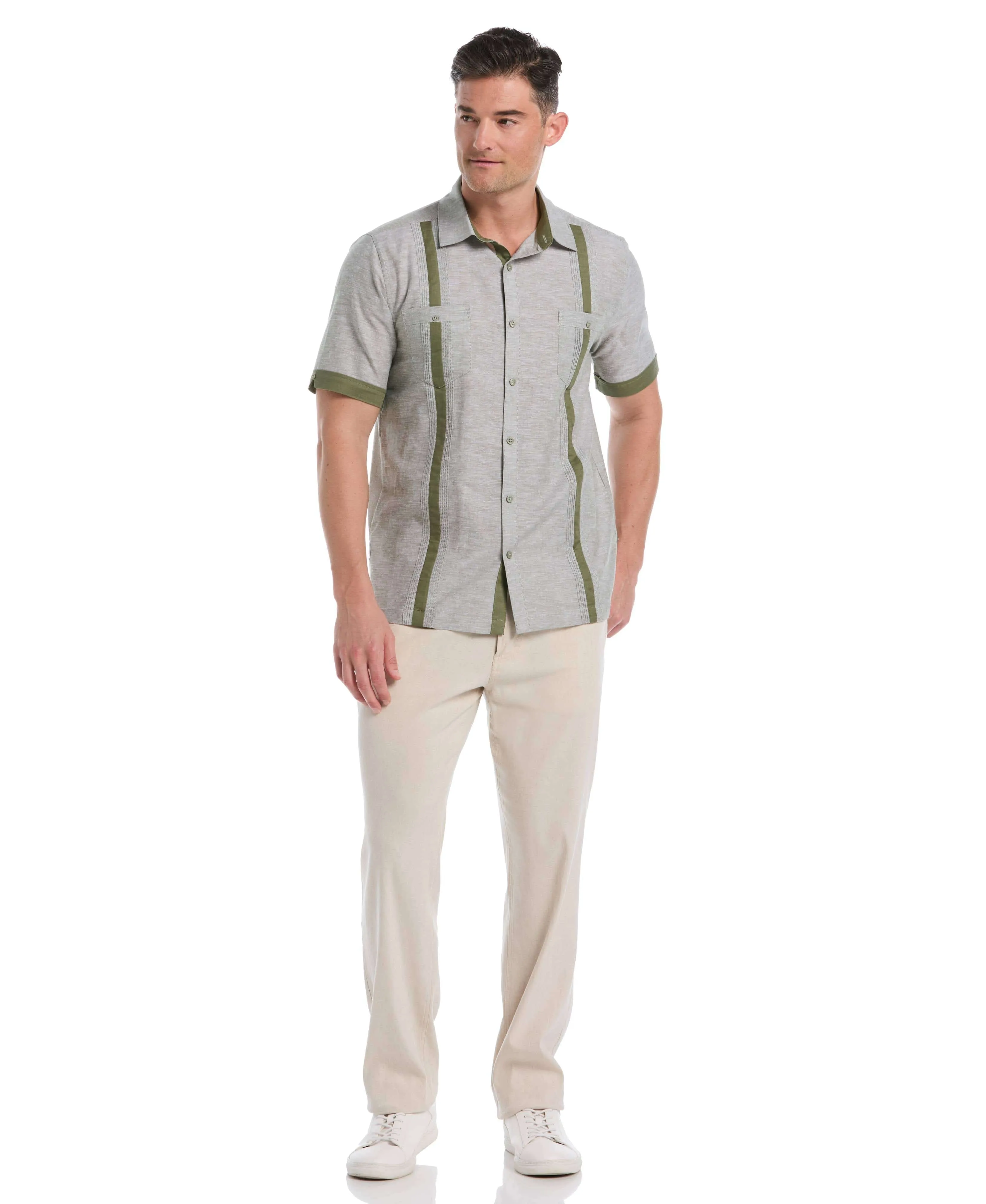 Linen Blend Cross Dye Guayabera Shirt sold by Cubavera product image thumbnail 4