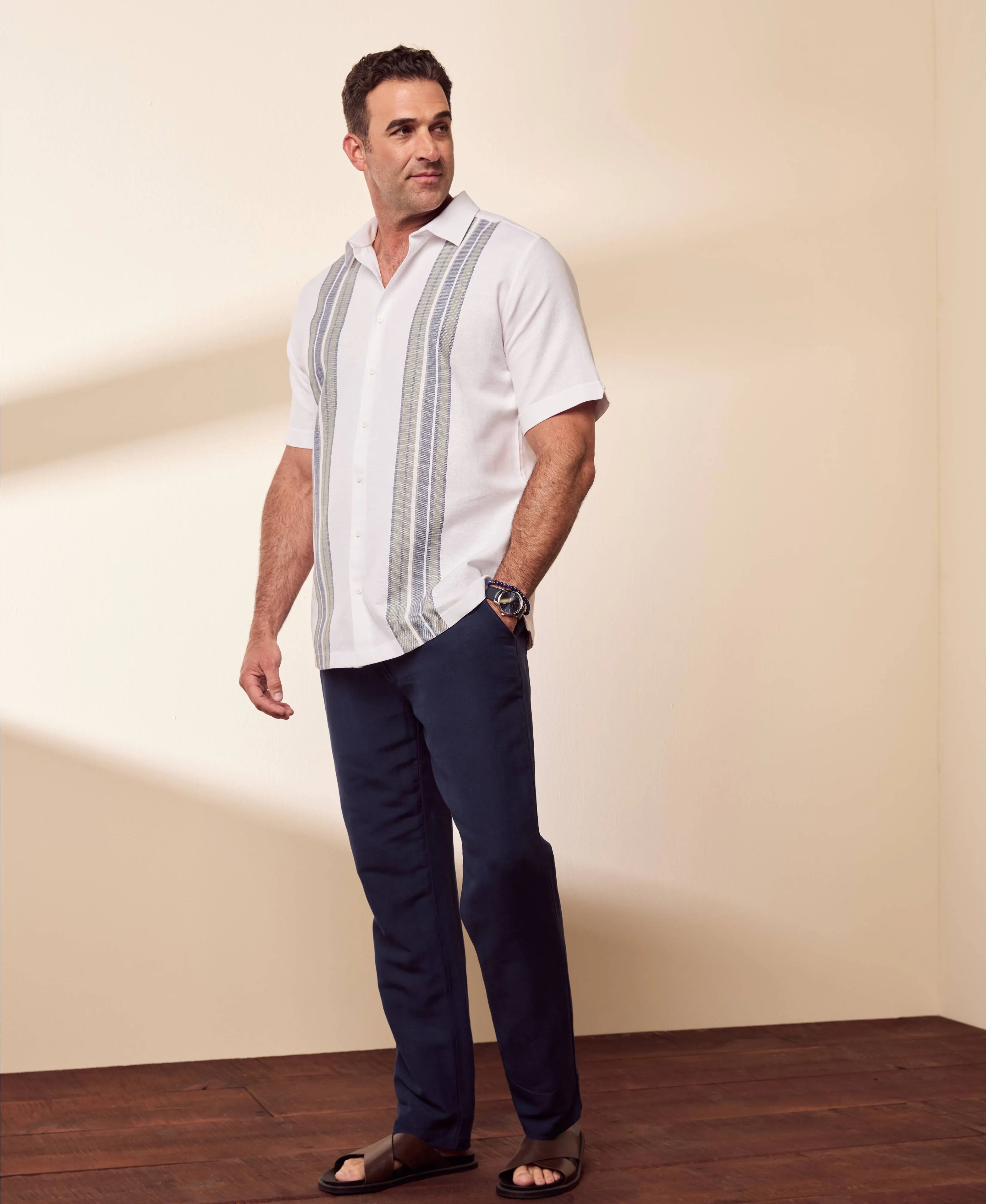 Big & Tall Cotton-Linen Blend Panel Shirt sold by Cubavera product image thumbnail 2