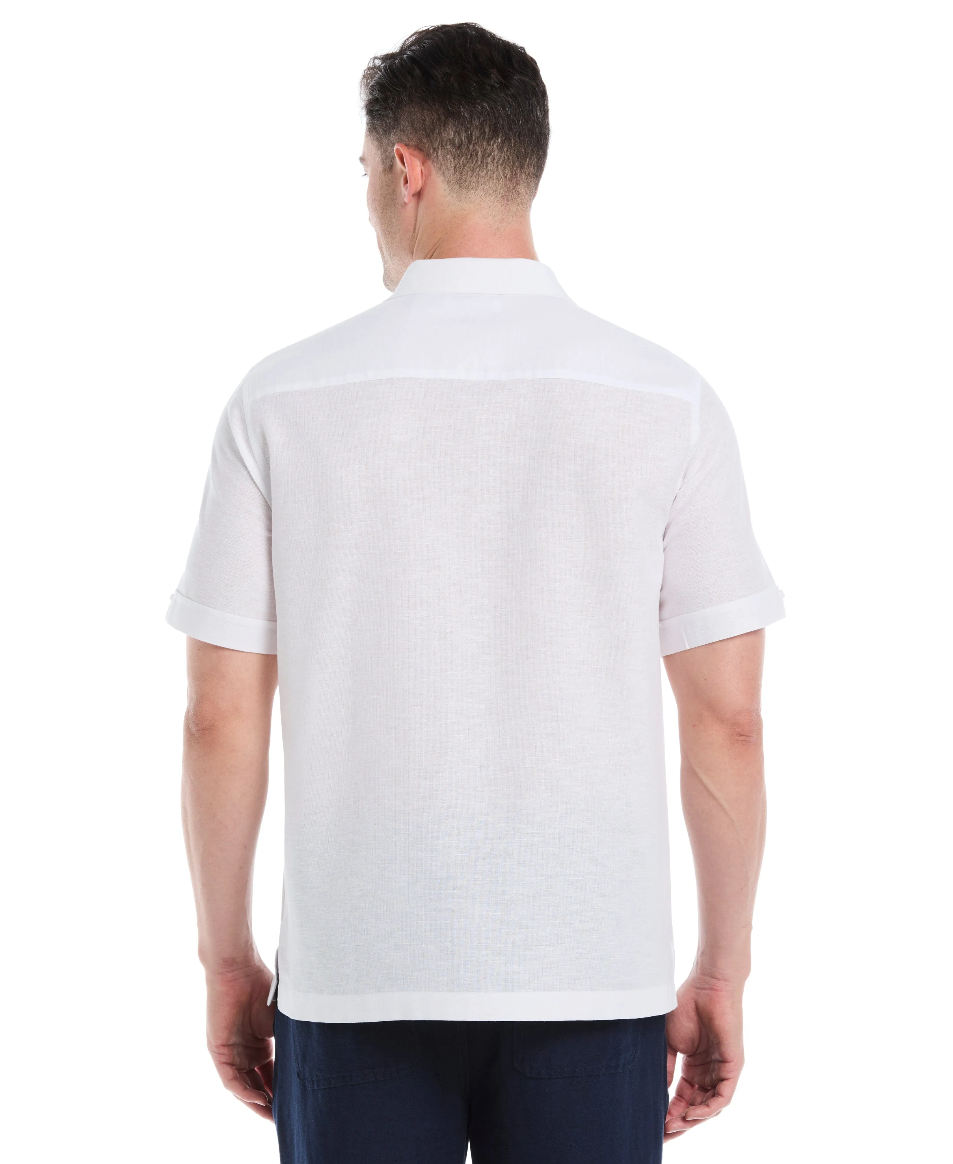 Big & Tall Linen Blend Yarn Dye Panel Shirt sold by Cubavera product image thumbnail 2