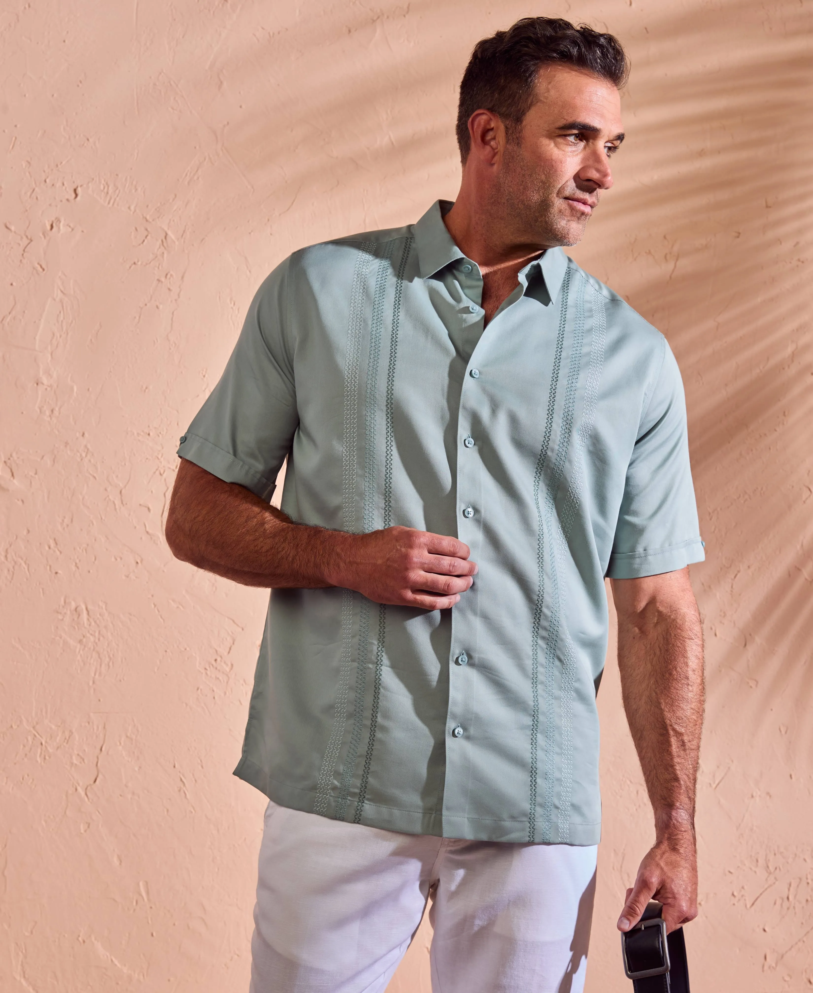 Big & Tall Ombre Embroidery Panel Shirt sold by Cubavera product image thumbnail 2