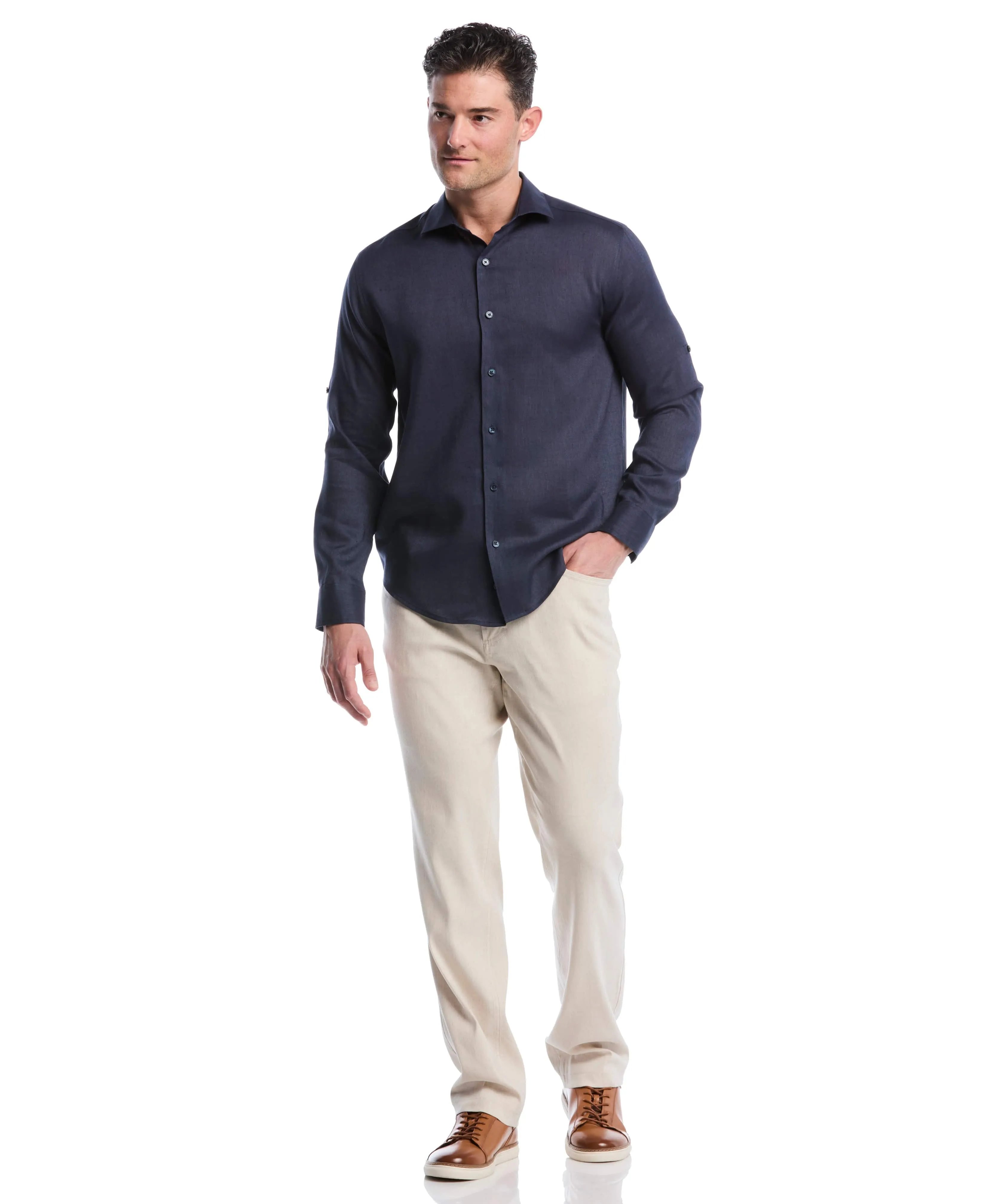 Travelselect™ Linen-Blend Rolled Sleeve Shirt sold by Cubavera product image thumbnail 4