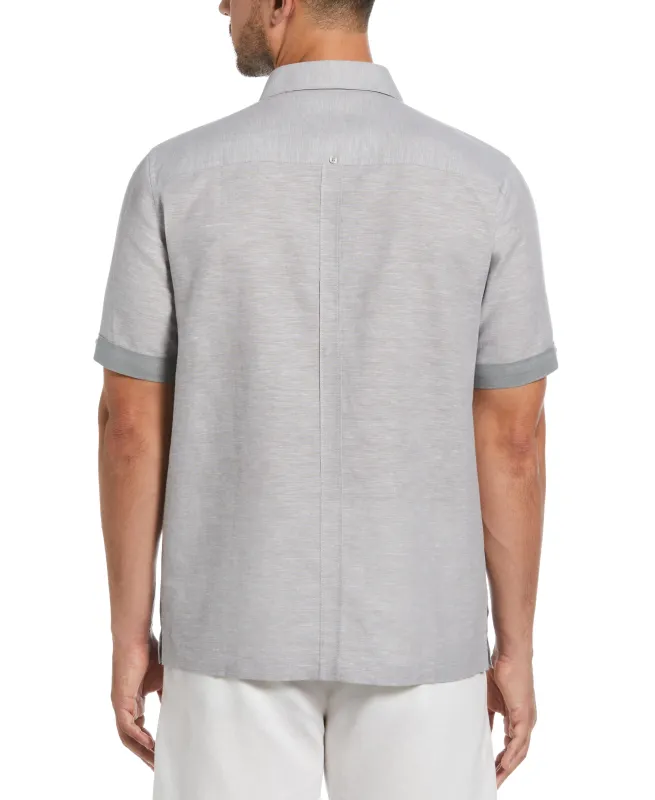 Linen Blend Cross Dye Guayabera Shirt sold by Cubavera