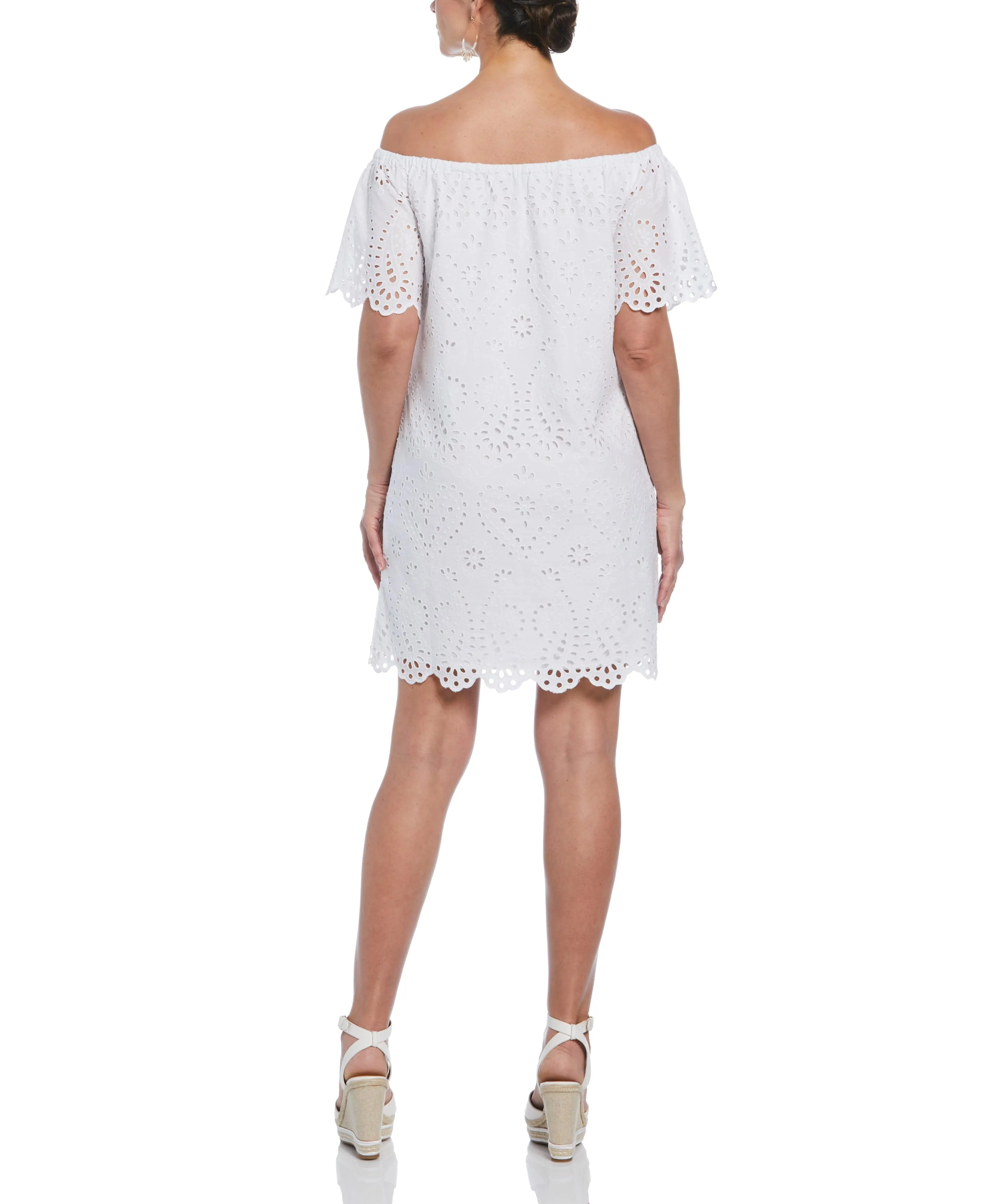Off-Shoulder Embroidered Eyelet Dress sold by Cubavera product image thumbnail 2