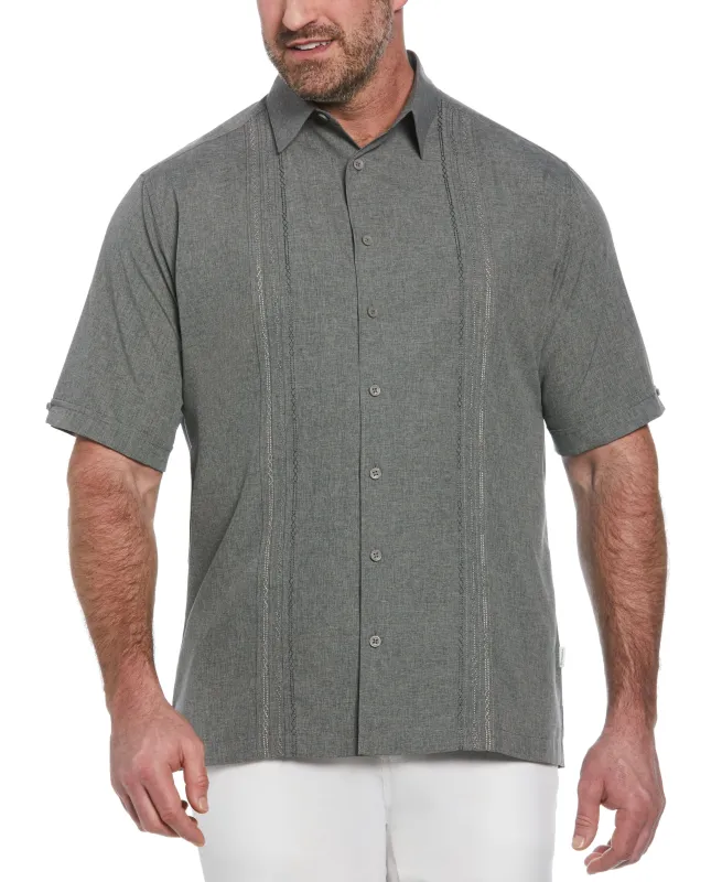Big & Tall Geo Embroidered Panel Chambray Shirt sold by Cubavera