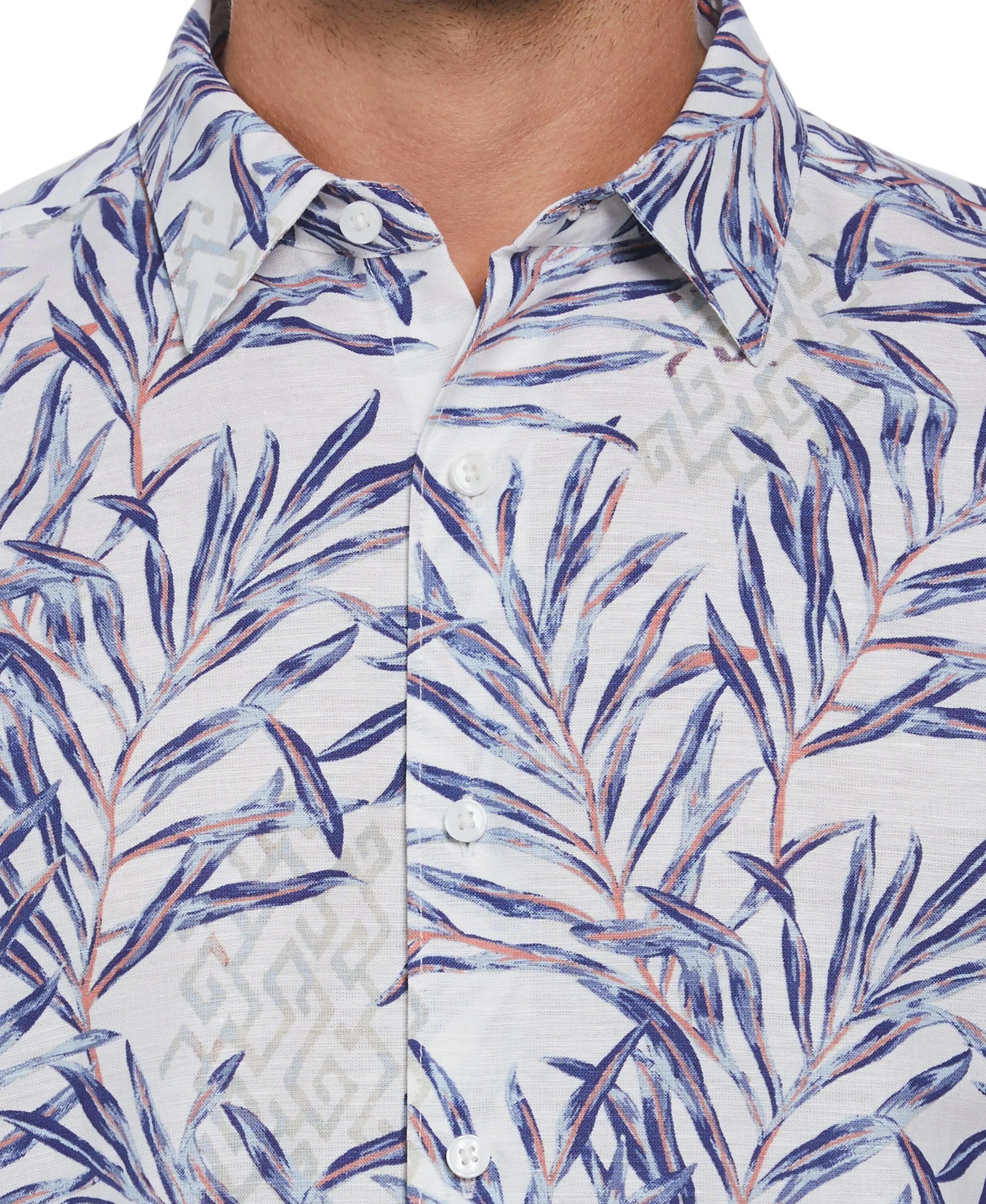Linen Blend Geo Leaf Print Shirt sold by Cubavera product image thumbnail 4