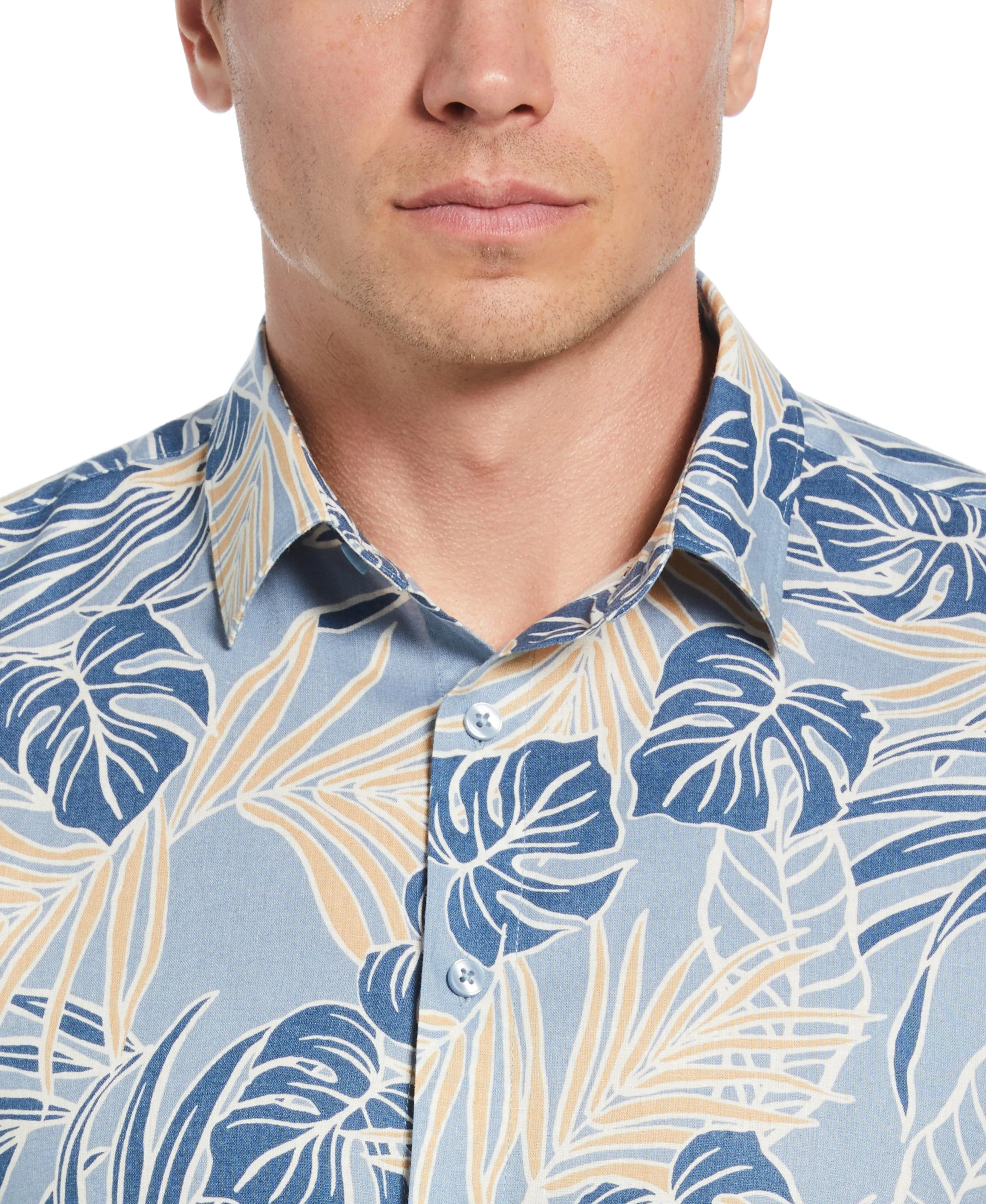 Linen-Blend Leaf Outline Print Shirt sold by Cubavera product image thumbnail 4