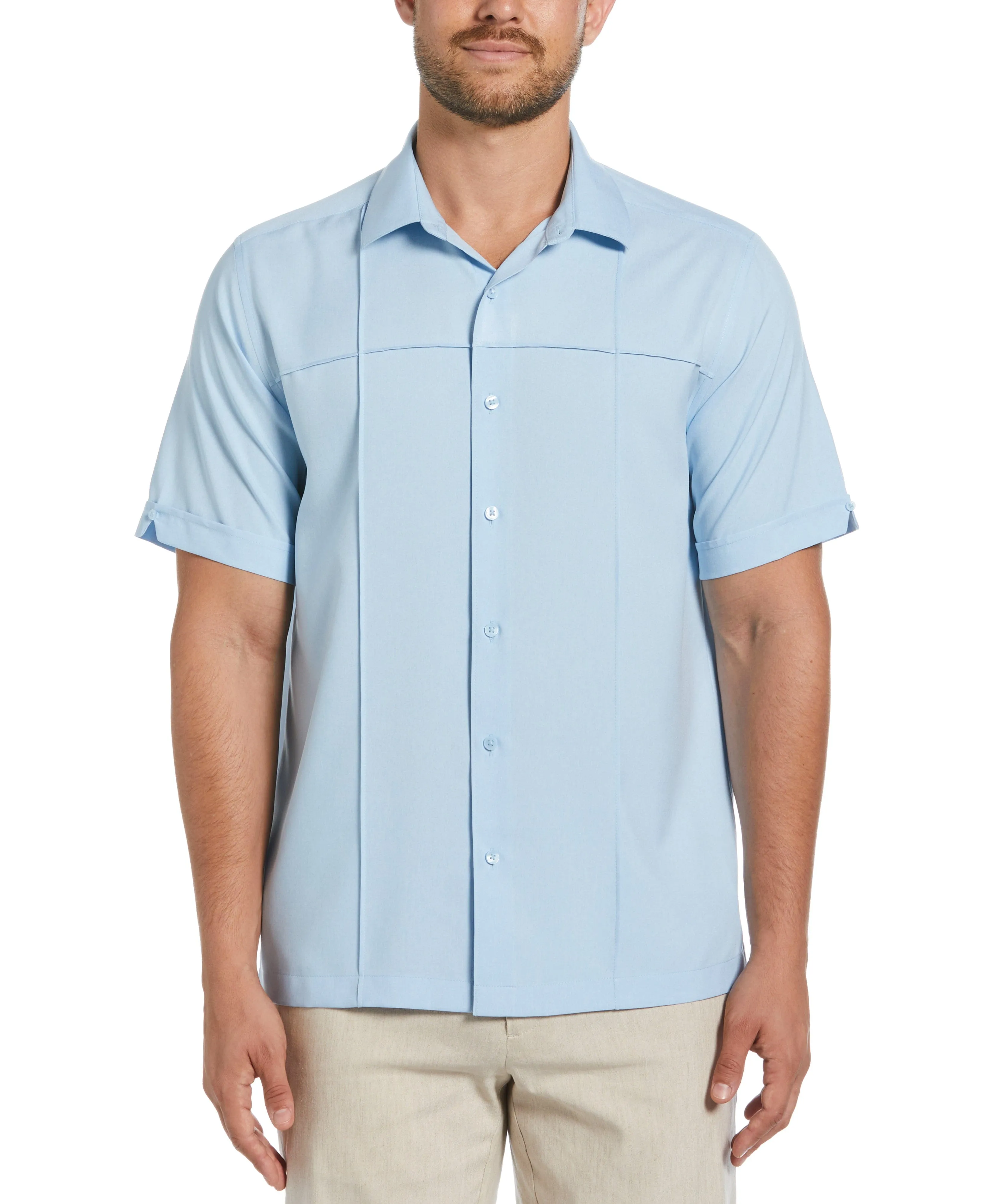 Two-Tone Cross Tuck Chambray Shirt sold by Cubavera