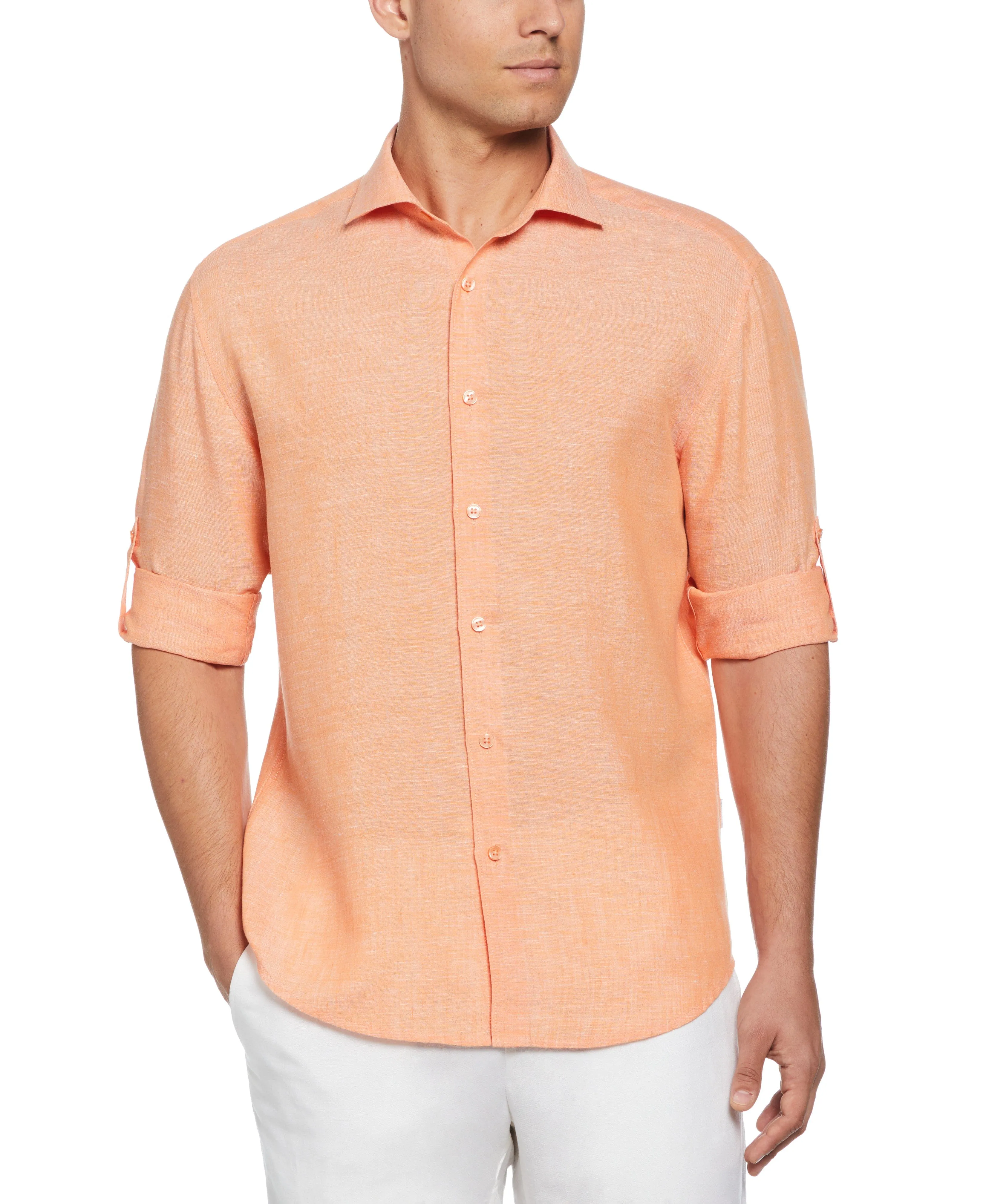 Travelselect™ Linen-Blend Rolled Sleeve Shirt sold by Cubavera product image thumbnail 4