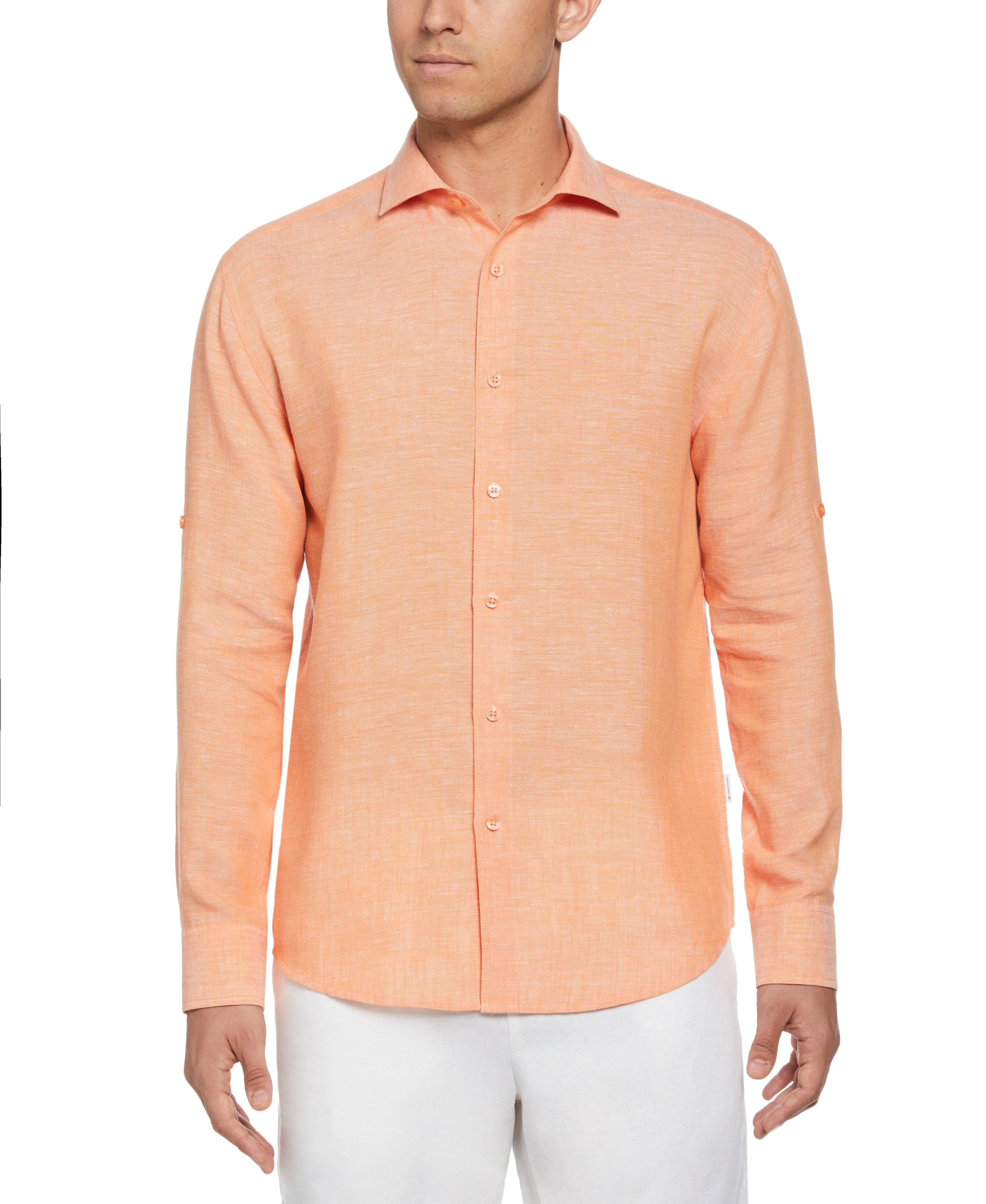 Travelselect™ Linen-Blend Rolled Sleeve Shirt sold by Cubavera