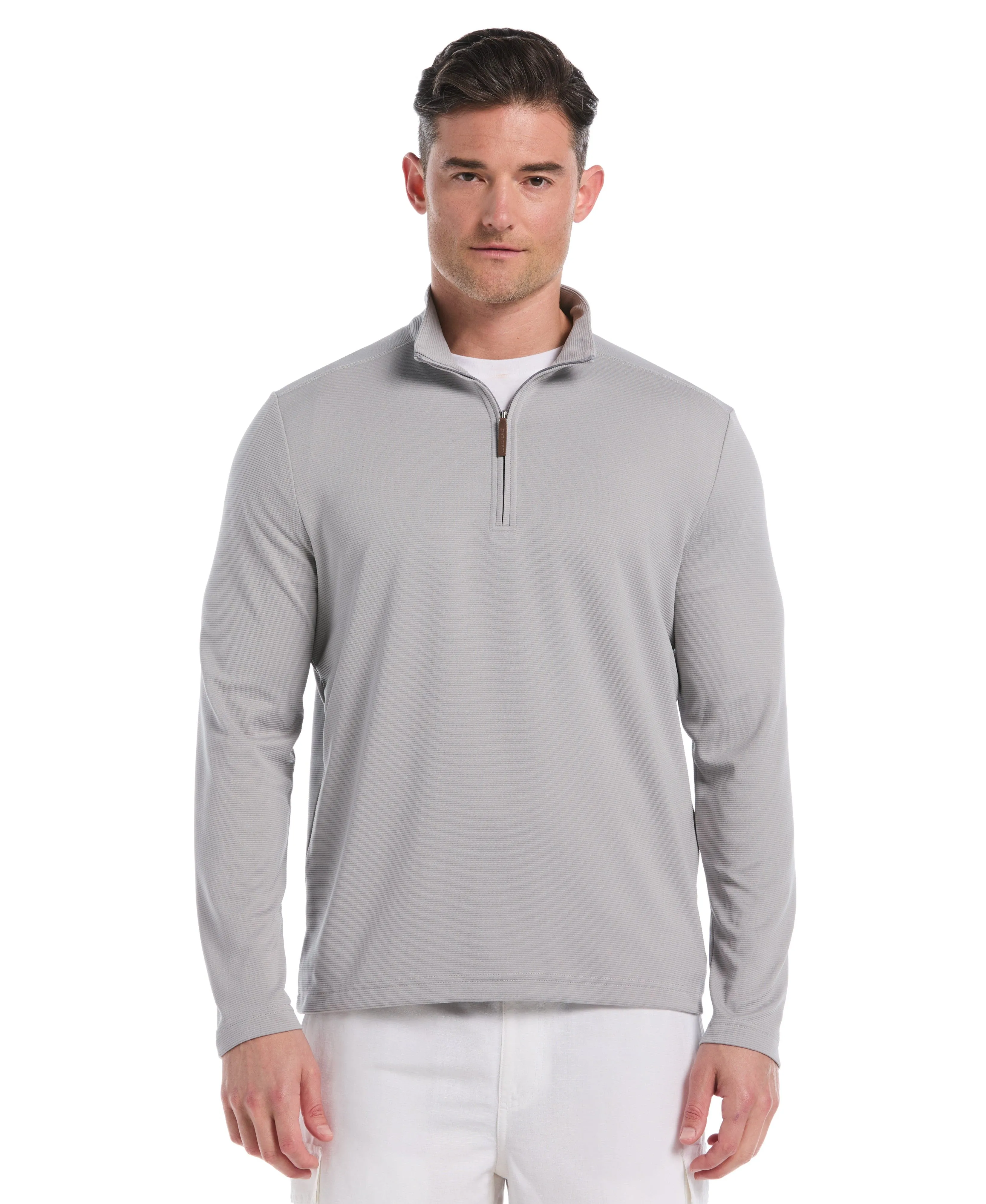 Solid Textured 1/4 Zip Pullover Sweater sold by Cubavera