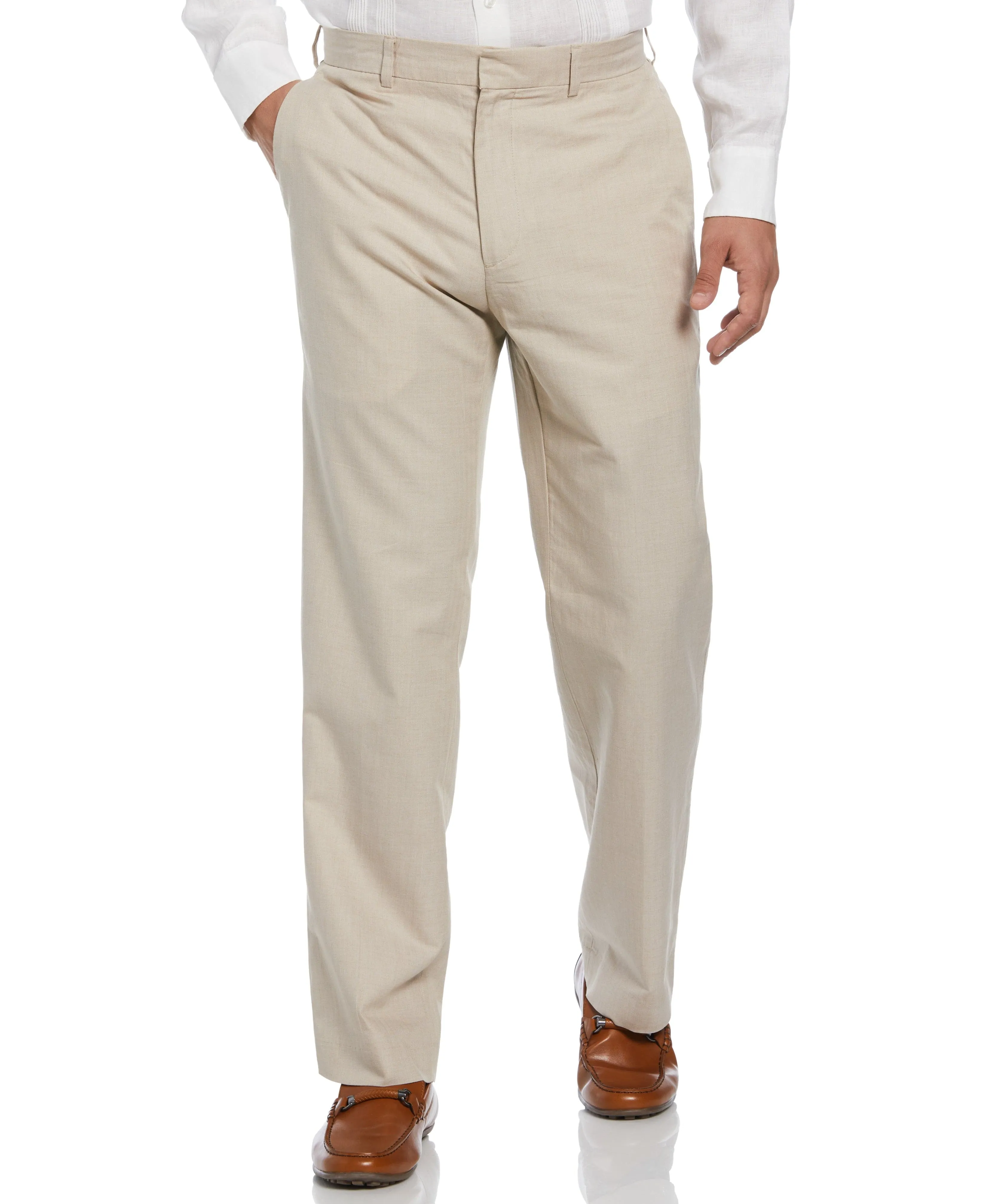 Cotton-Linen Flat Front Textured Pants sold by Cubavera product image thumbnail 3