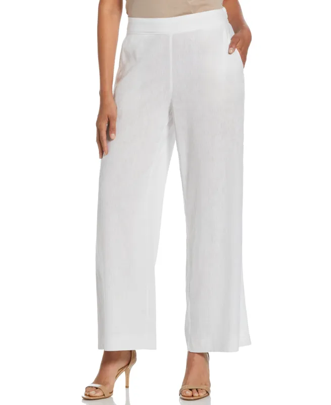 Women's Linen Blend Wide Leg Flat Front Pant sold by Cubavera