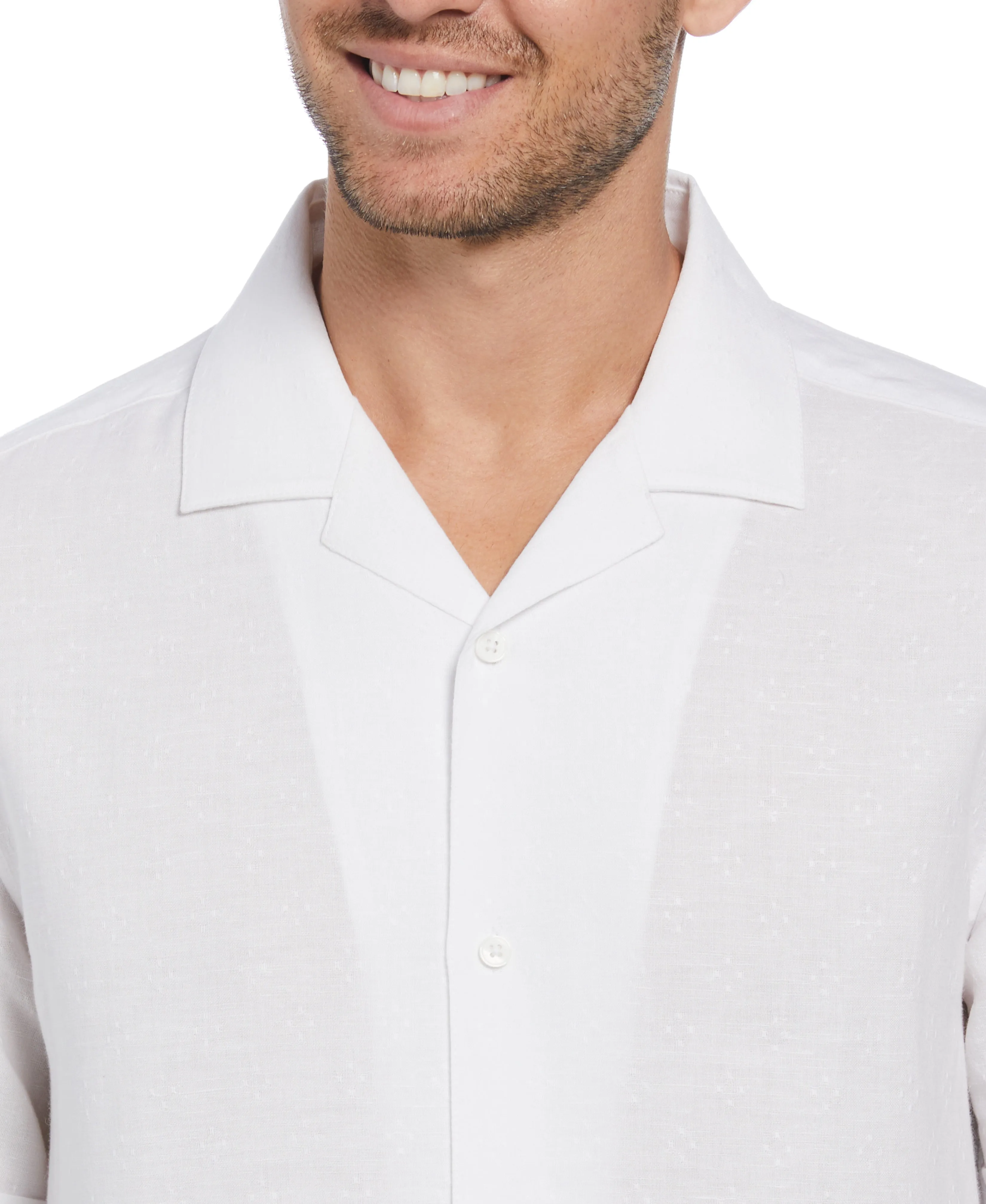 Linen Blend Dobby Camp Collar Shirt sold by Cubavera product image thumbnail 4