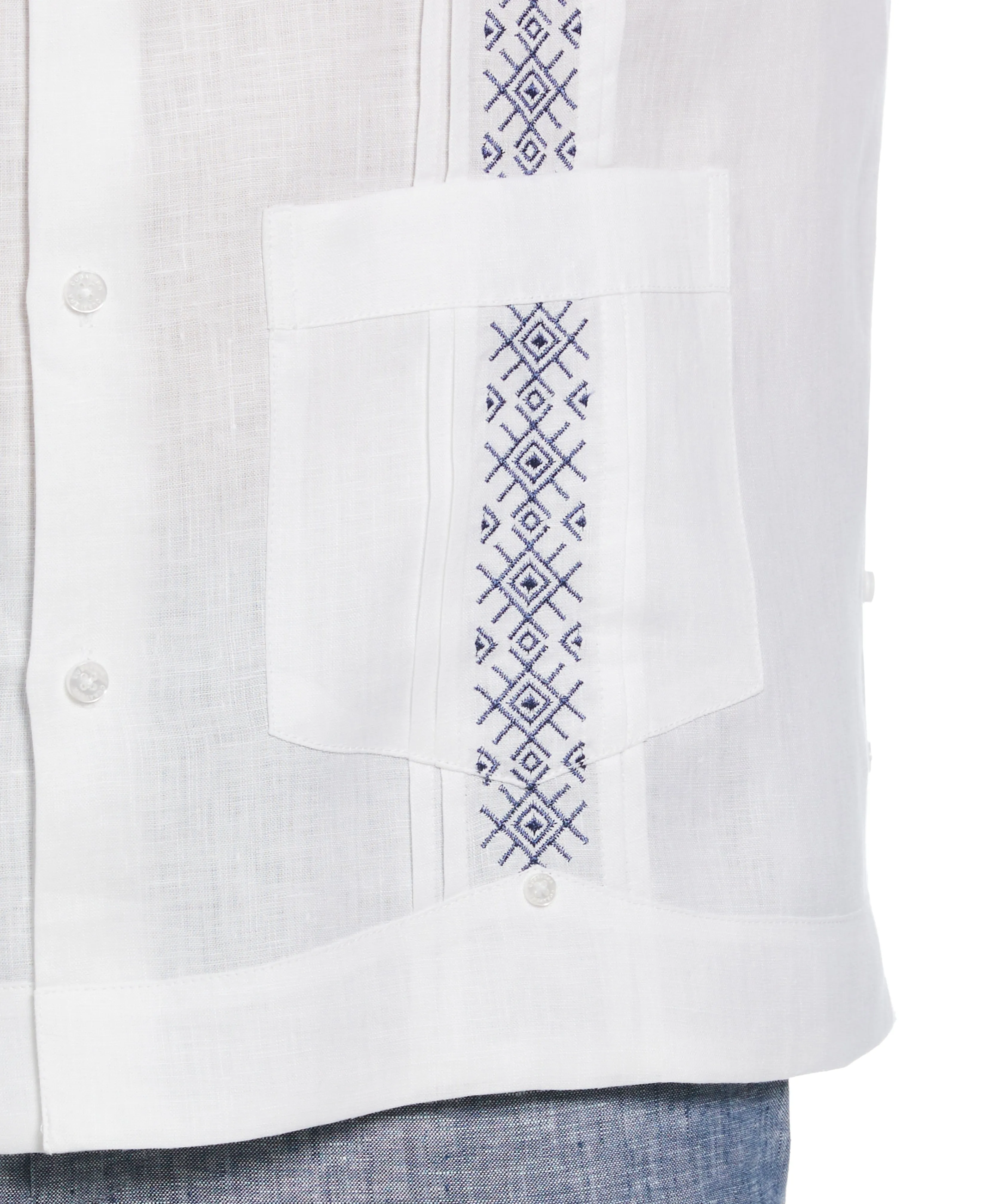 Solid Linen Guayabera Shirt With Contrast Embroidery sold by Cubavera product image thumbnail 3