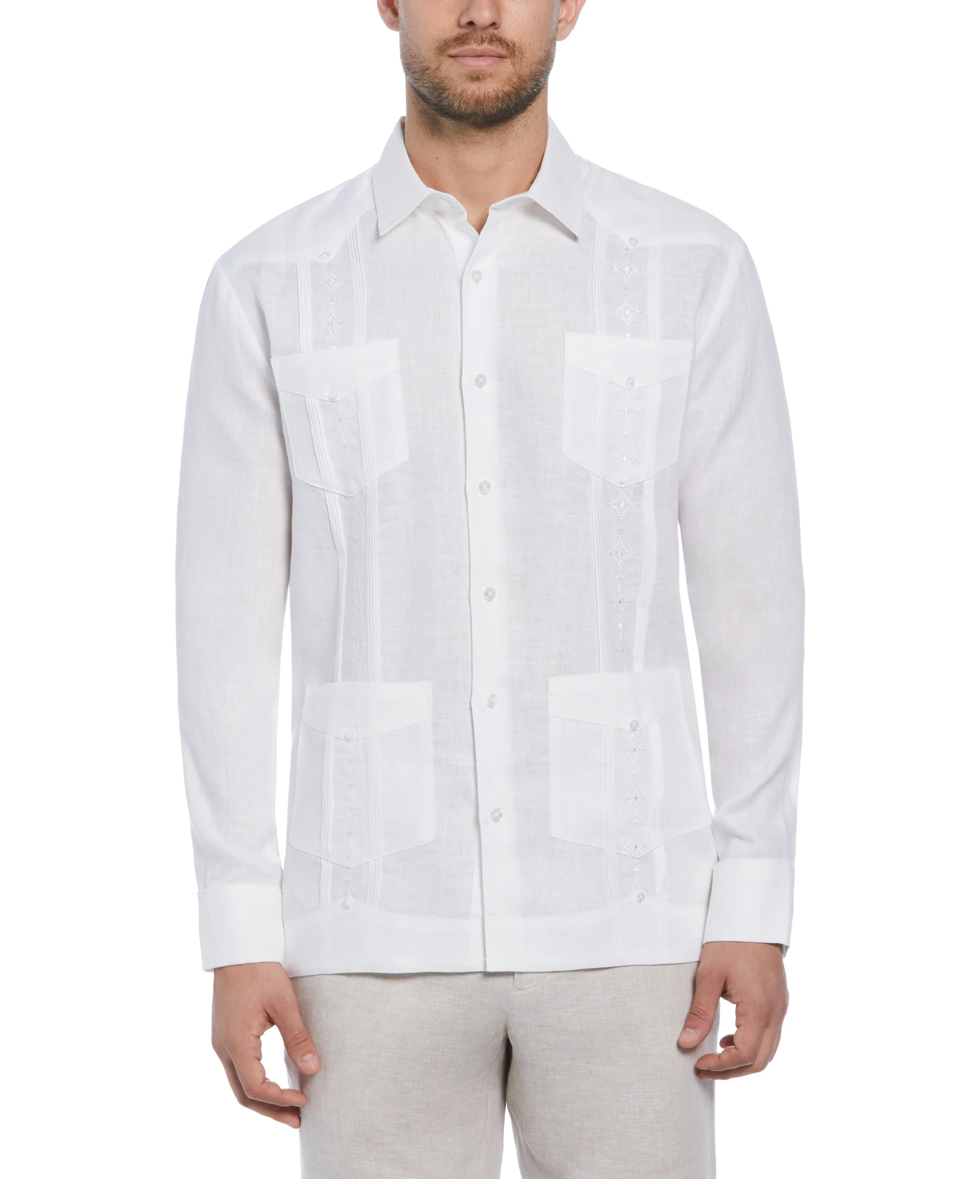 Linen Embroidered French Cuff Guayabera Shirt sold by Cubavera
