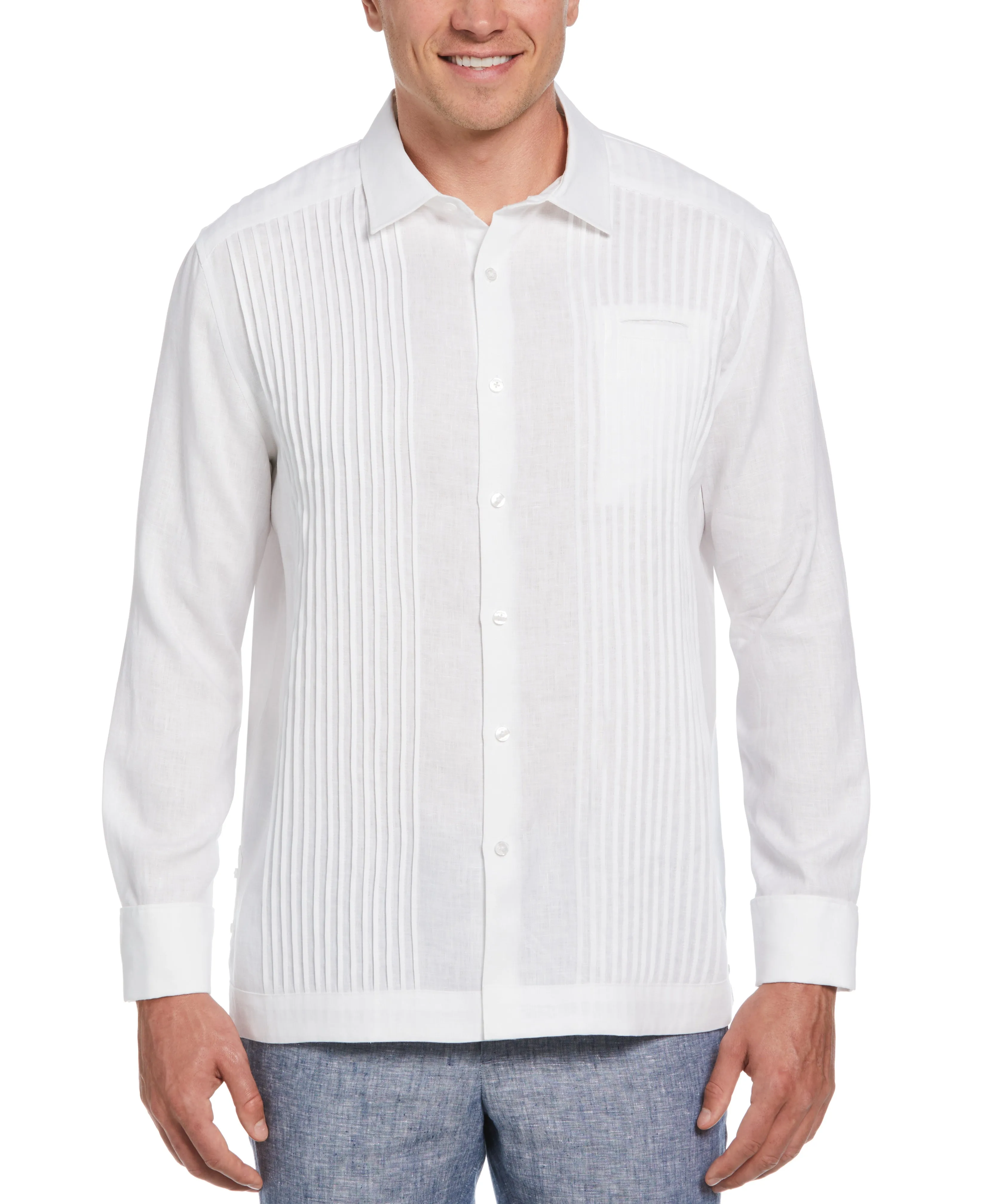 Solid Linen Presidente Guayabera Shirt sold by Cubavera