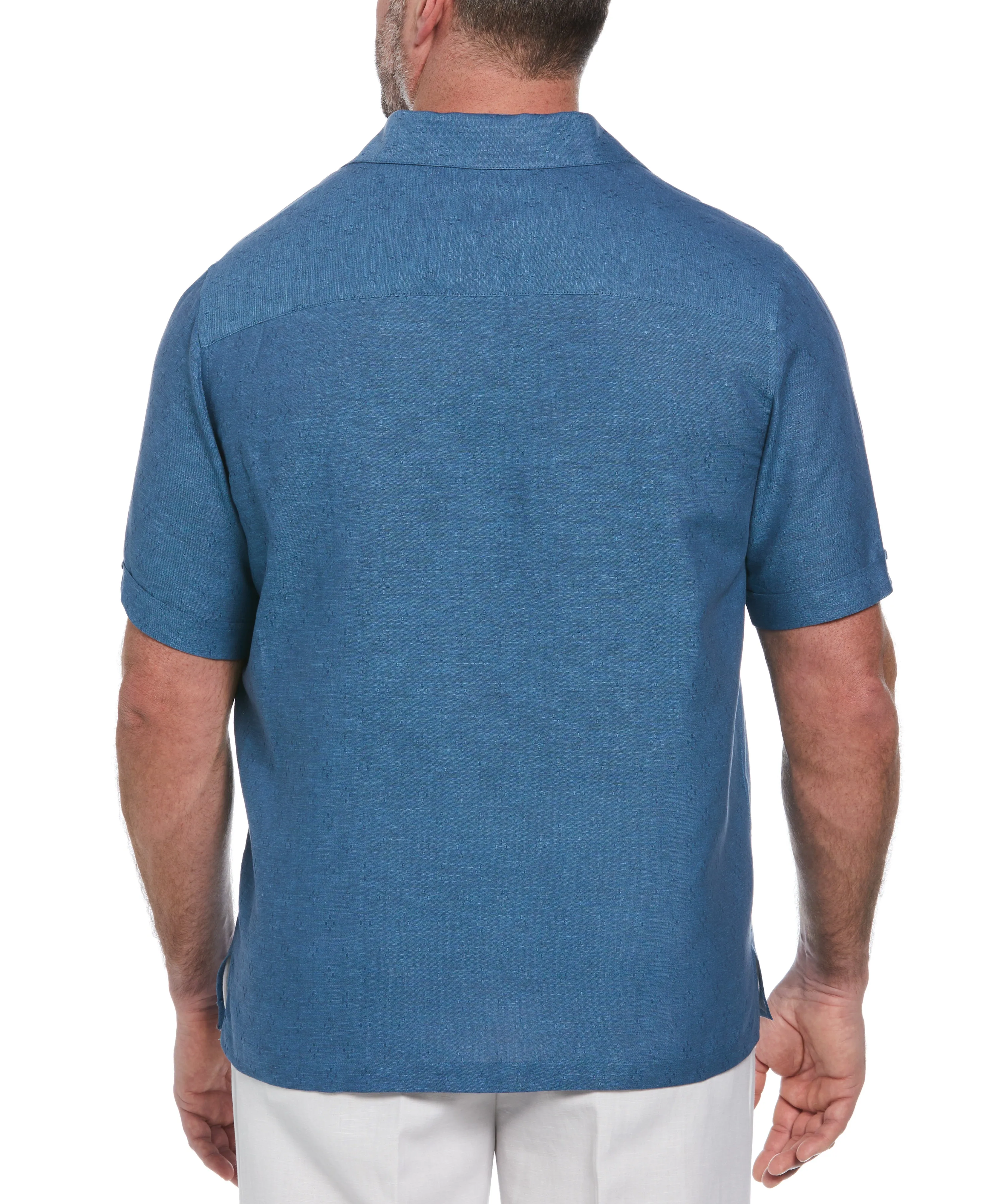 Big & Tall Linen Blend Dobby Camp Collar Shirt sold by Cubavera product image thumbnail 2