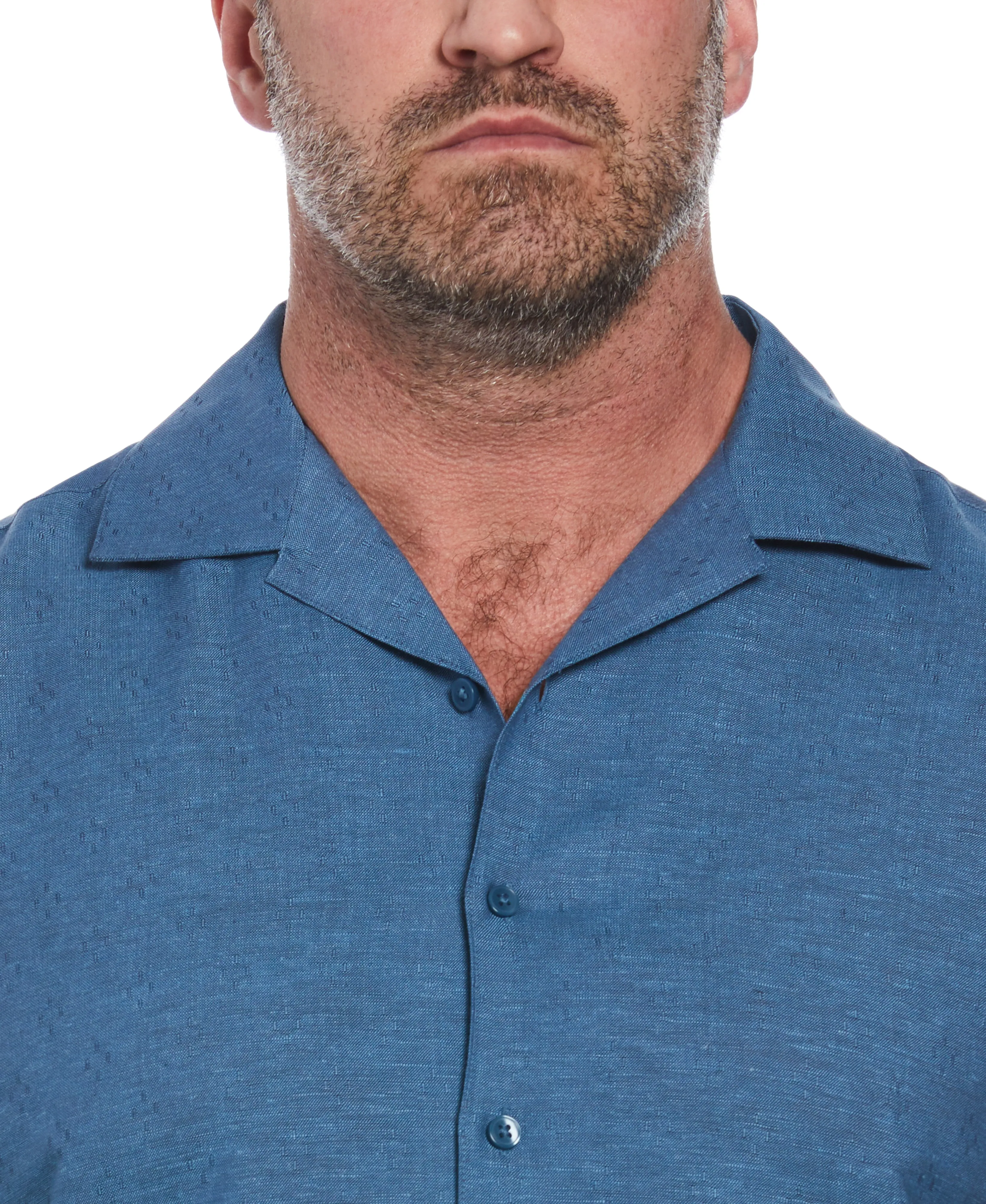 Big & Tall Linen Blend Dobby Camp Collar Shirt sold by Cubavera product image thumbnail 4