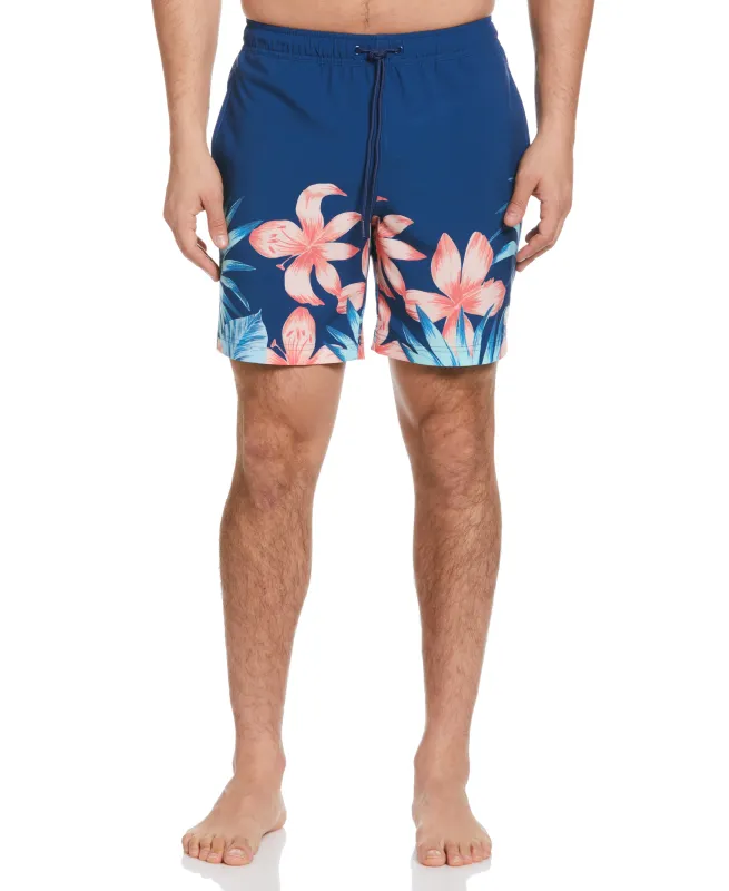 Tropical Placement Print 7" Swim Trunks made by Cubavera
