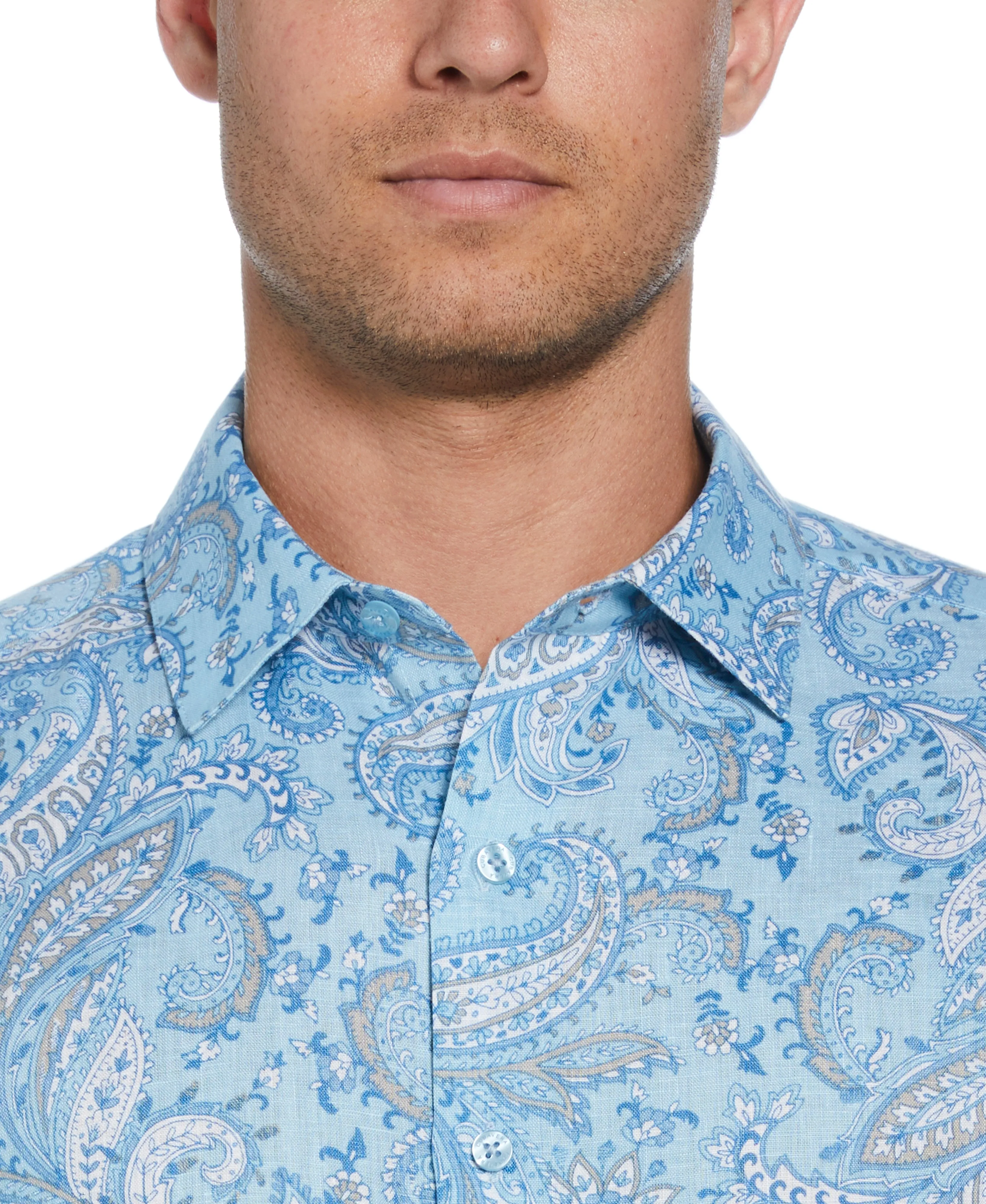 Long Sleeve Linen Allover Paisley Printed Shirt sold by Cubavera product image thumbnail 4