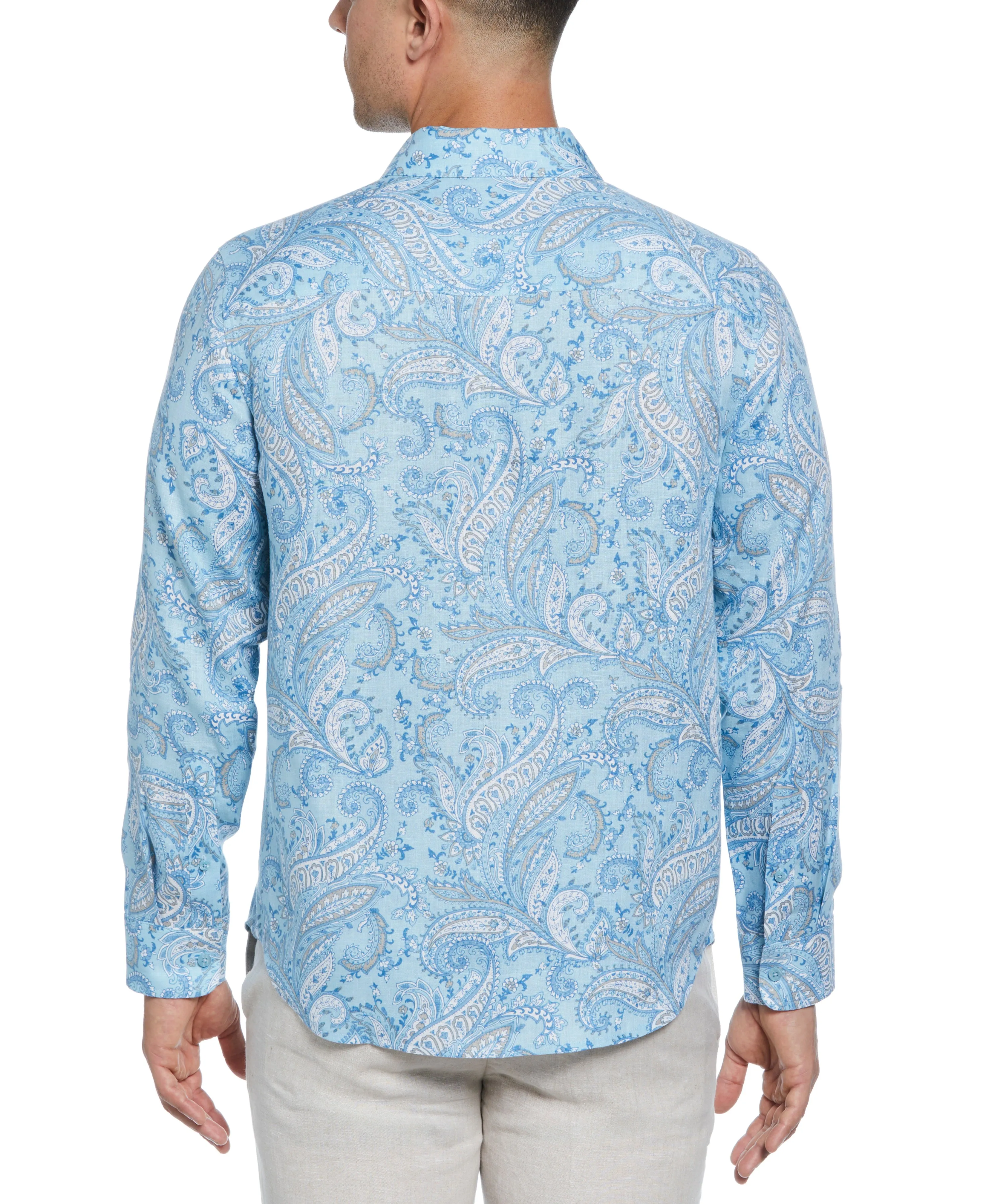Long Sleeve Linen Allover Paisley Printed Shirt sold by Cubavera product image thumbnail 2