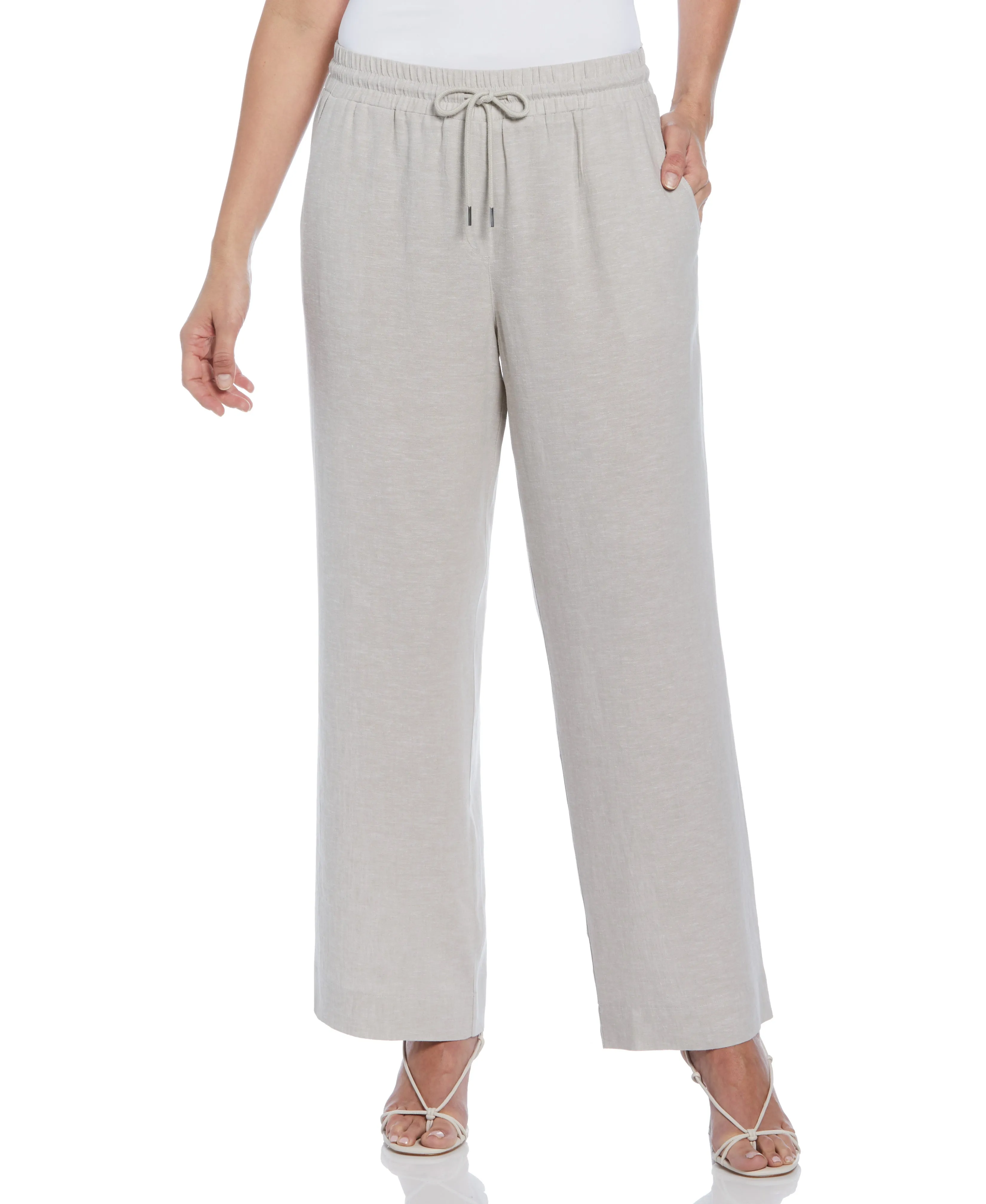 Women's Cross Dyed Linen Blend Wide Leg Drawstring Pant sold by Cubavera
