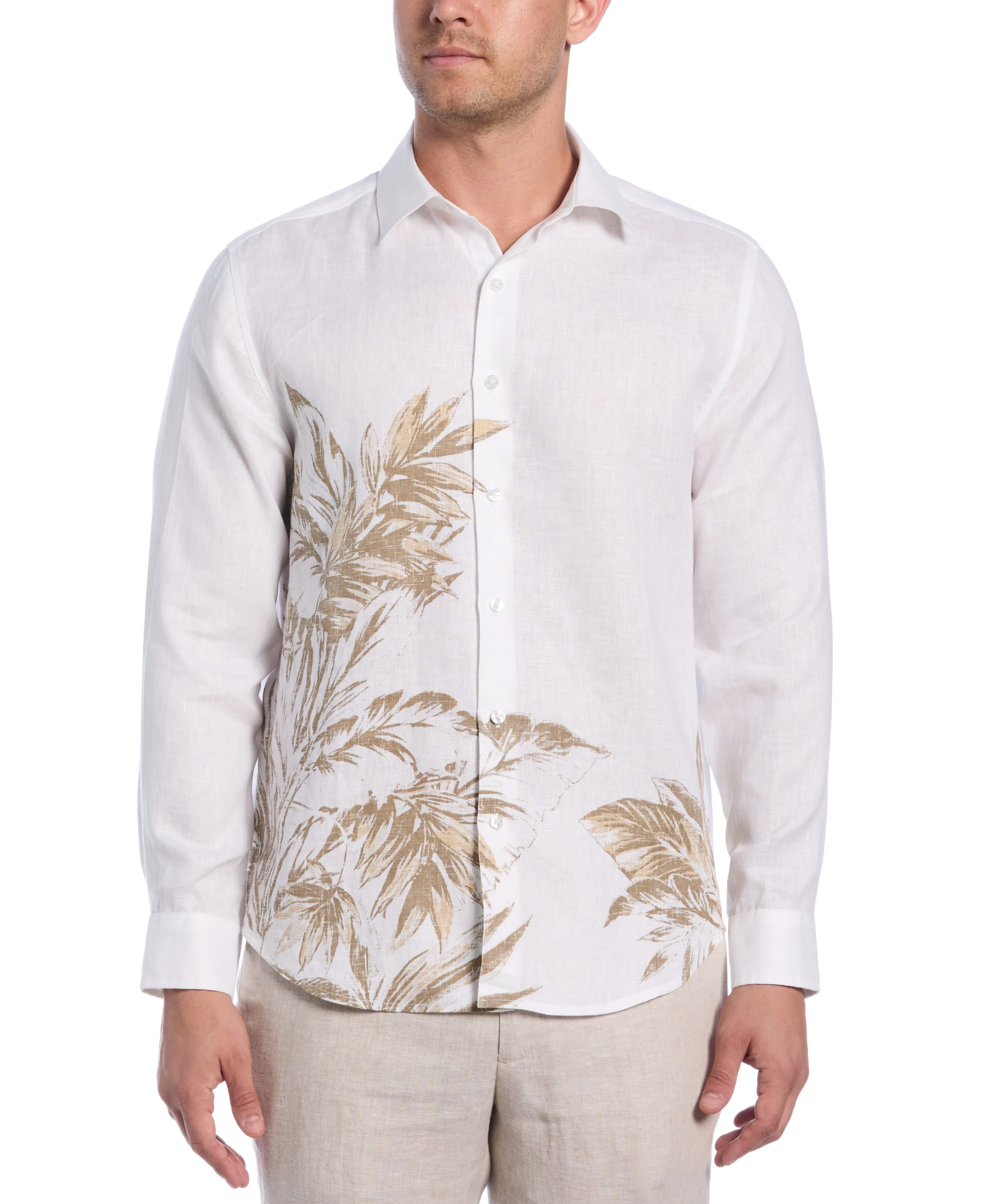 Linen Engineered Tropical Print Shirt sold by Cubavera
