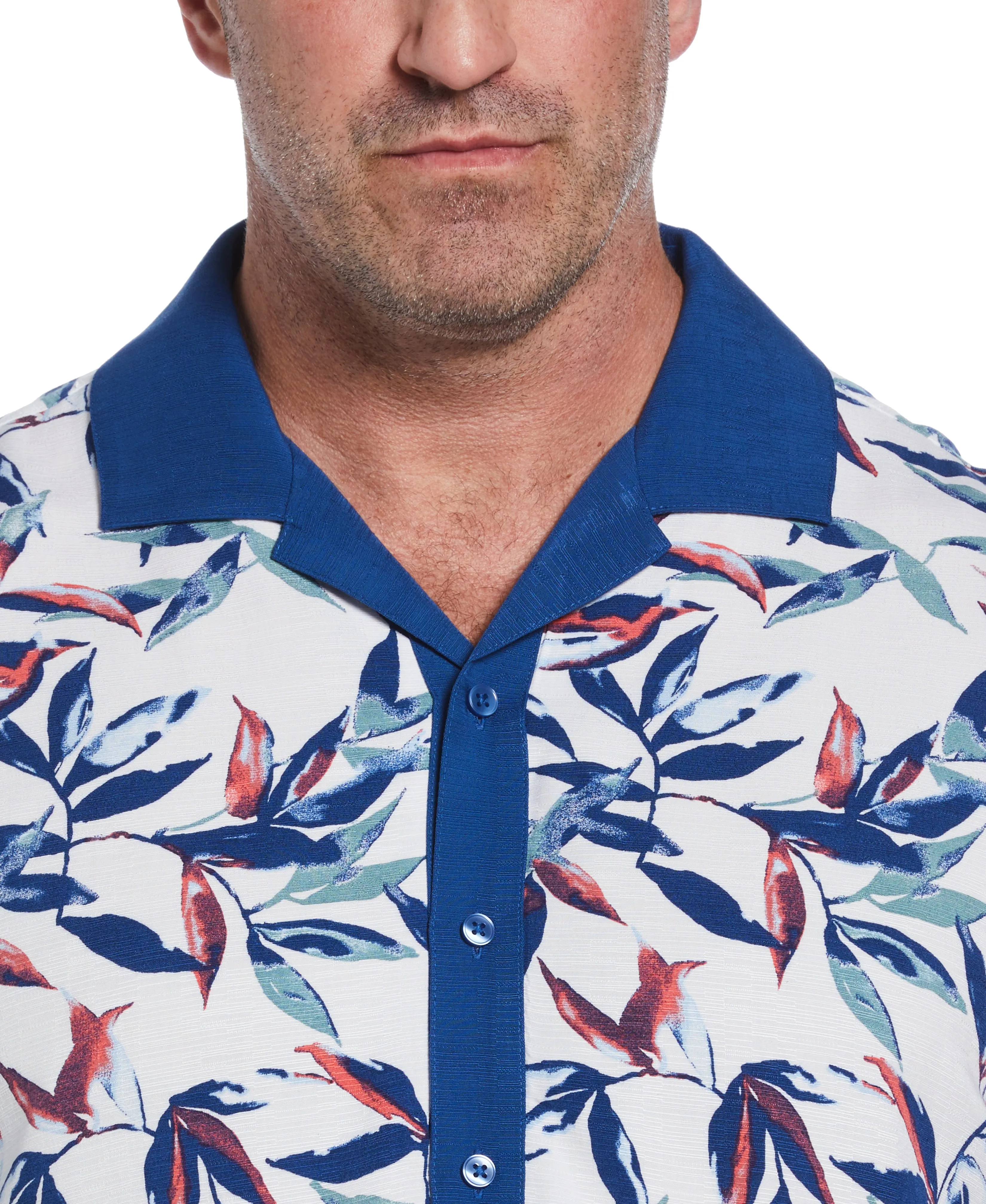 Big & Tall Watercolor Leaf Print Textured Shirt sold by Cubavera product image thumbnail 4