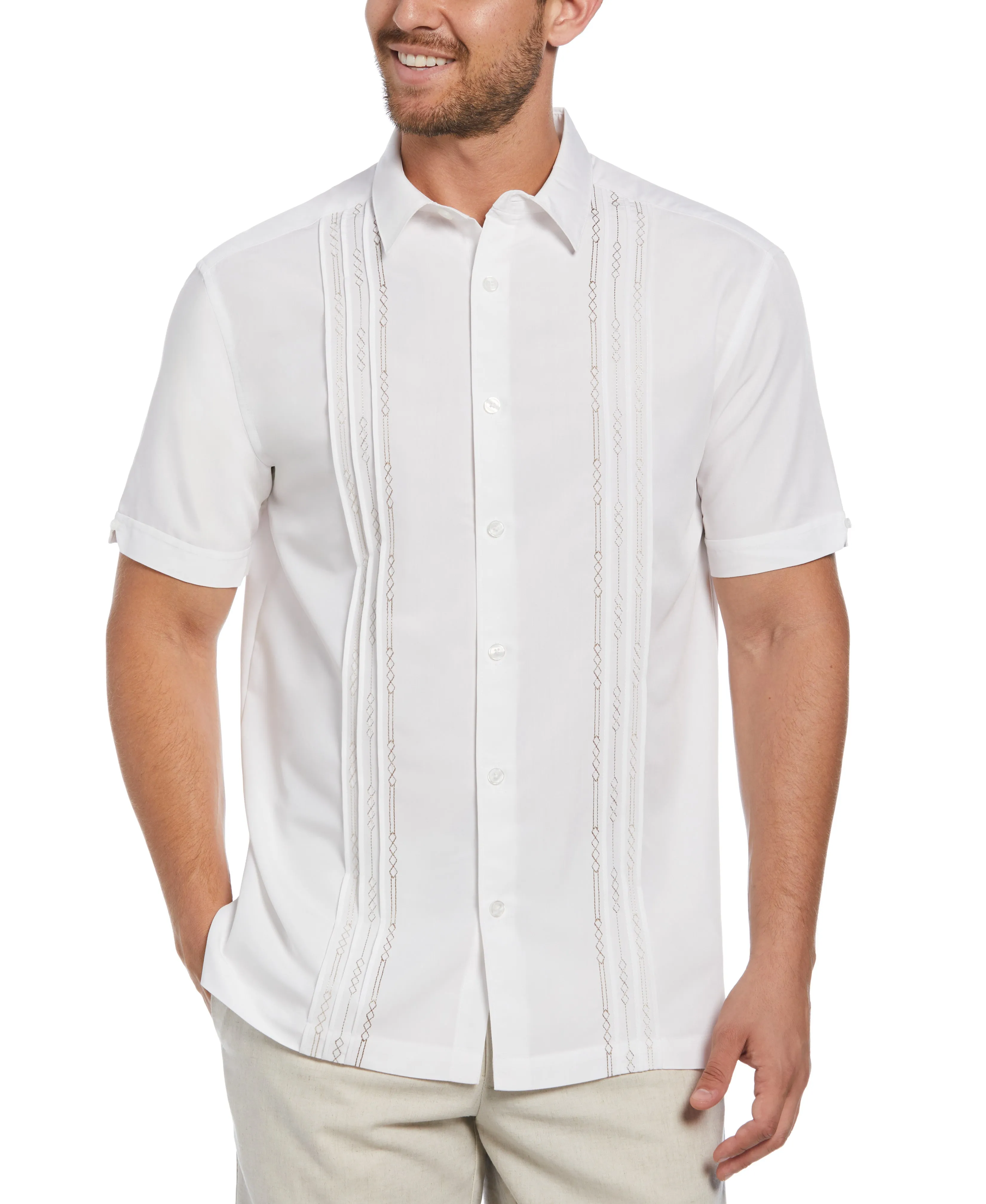 Geo Embroidered Panel Shirt sold by Cubavera