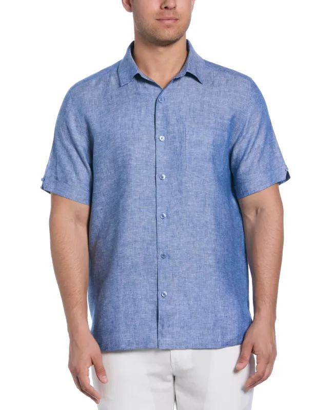 Classic Two-Tone Linen Shirt sold by Cubavera