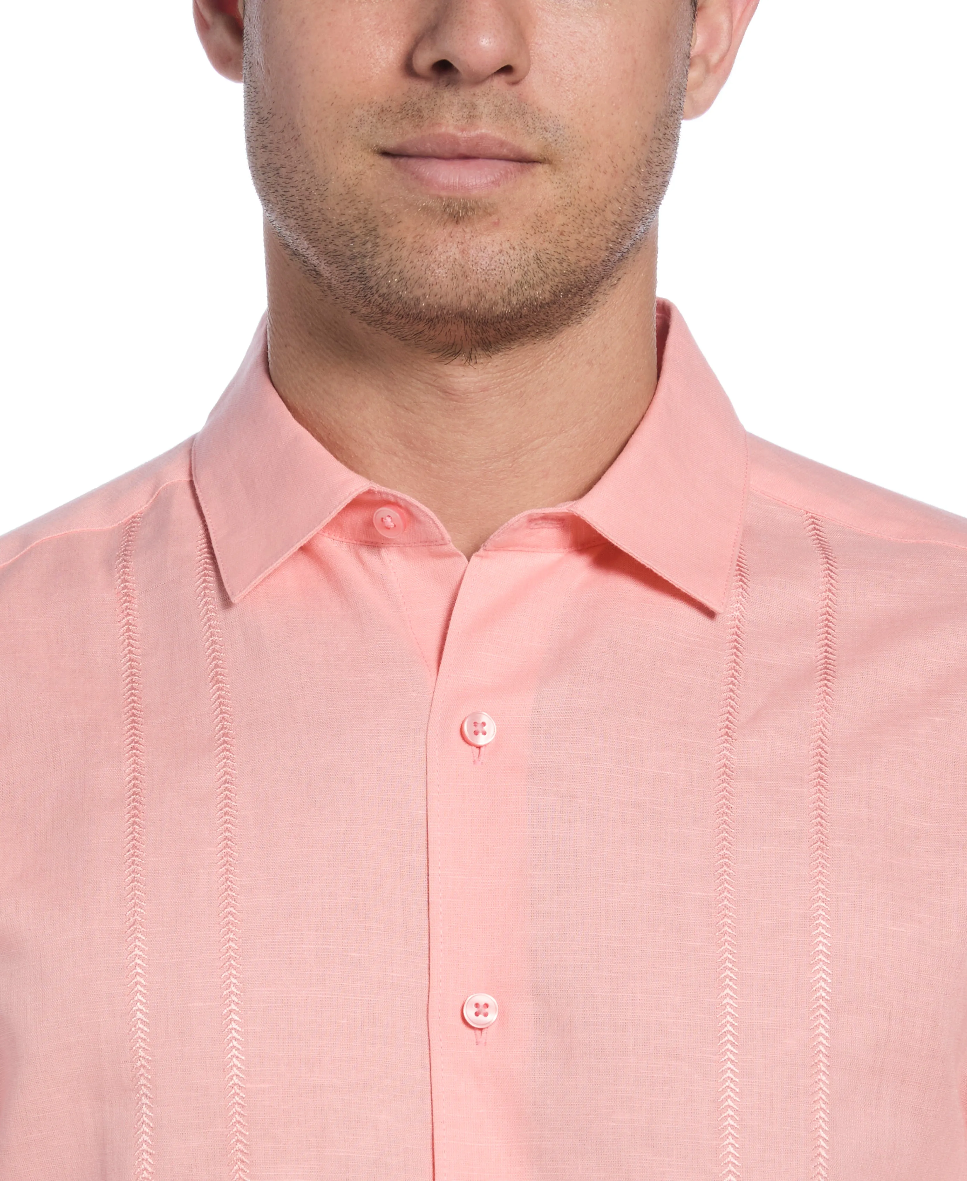 Linen Blend Embroidered Panel Shirt sold by Cubavera product image thumbnail 4