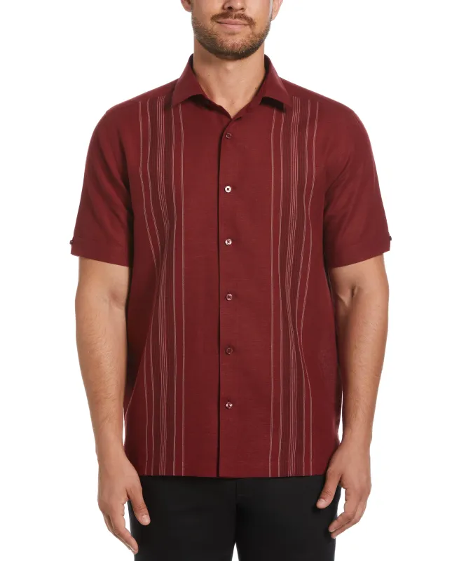 Linen Blend Yarn Dyed Panel Shirt sold by Cubavera