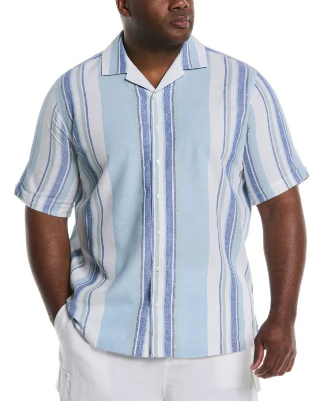 Big & Tall Linen Blend Striped Panel Shirt sold by Cubavera