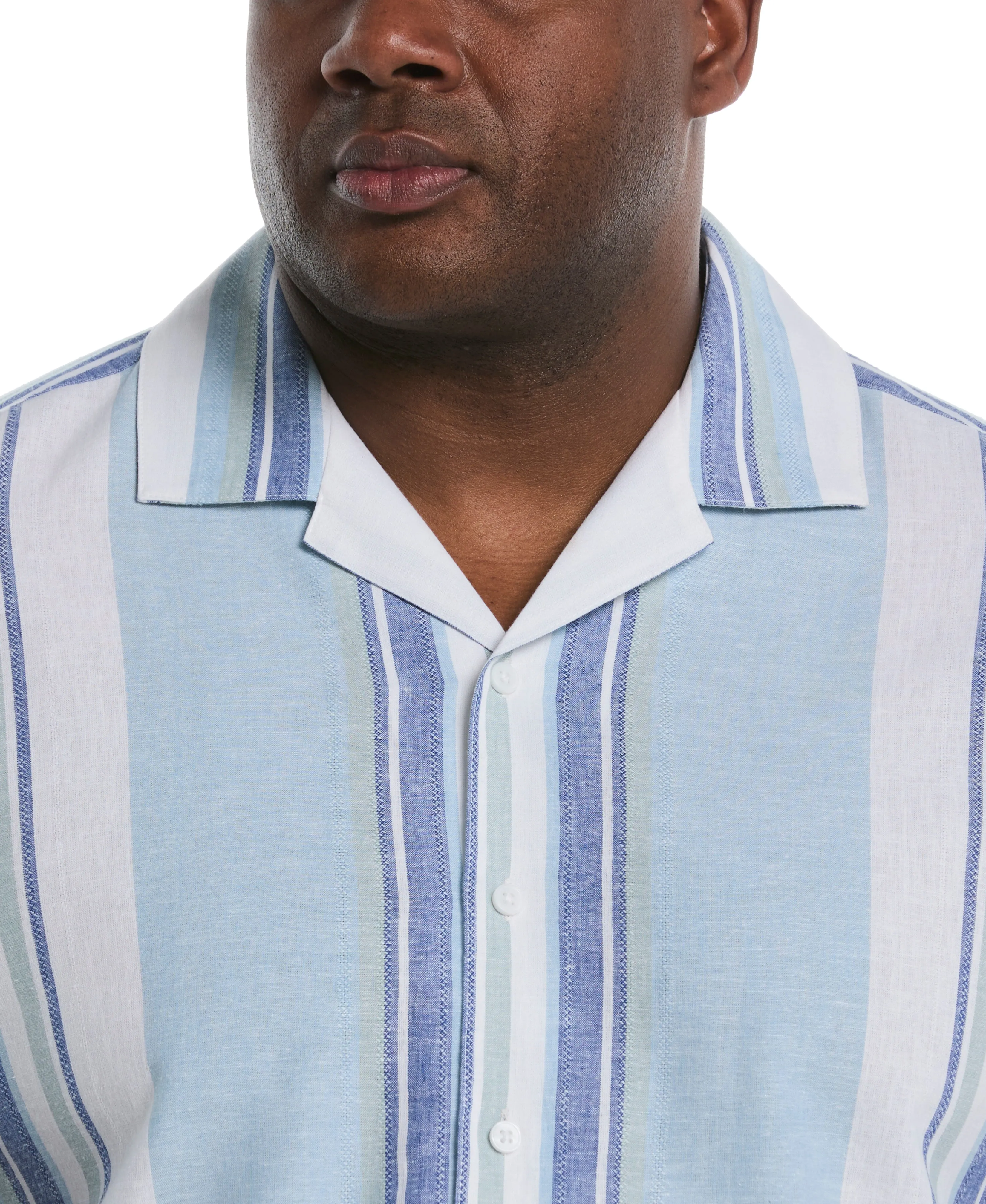 Big & Tall Linen Blend Striped Panel Shirt sold by Cubavera product image thumbnail 4