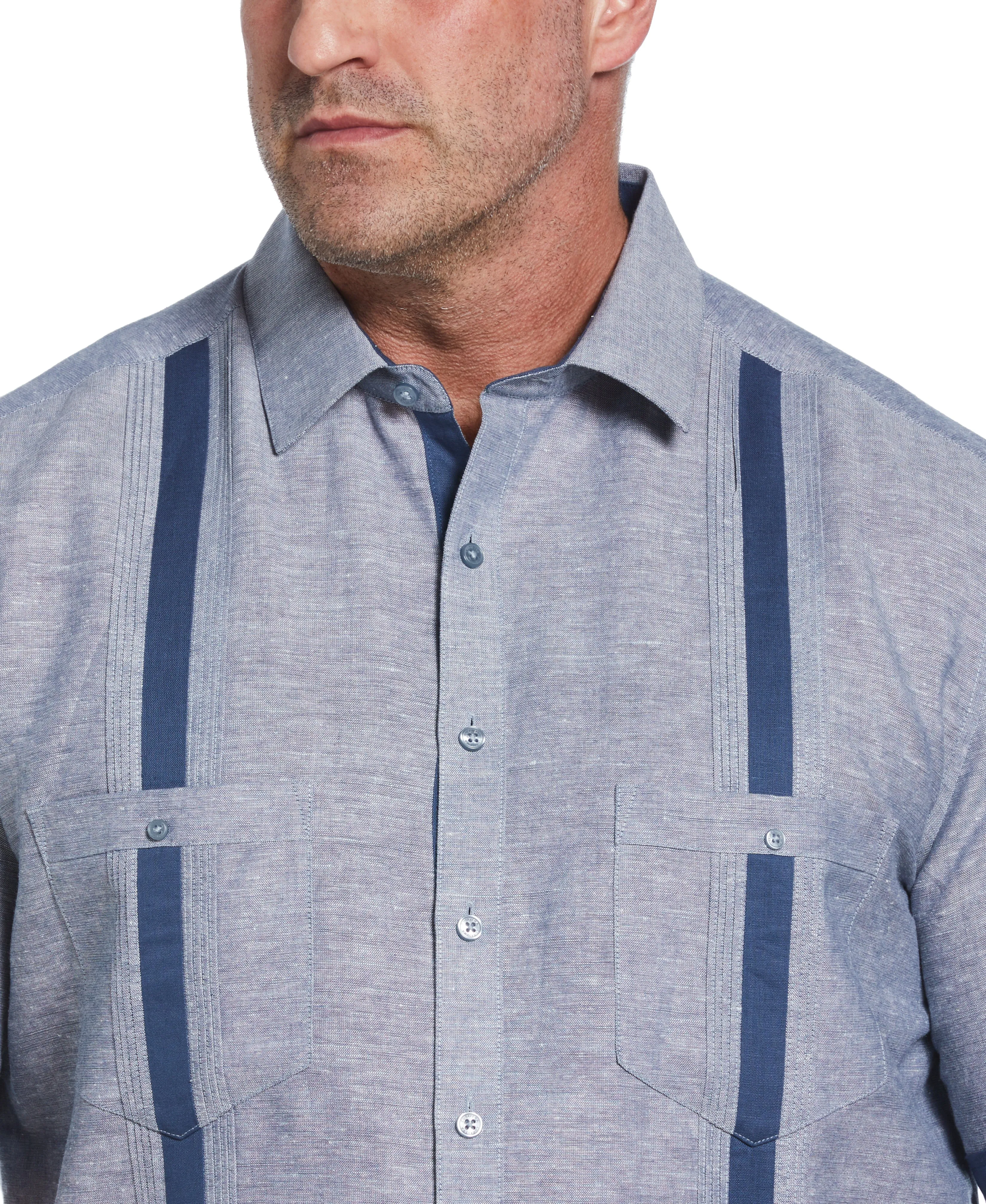 Big & Tall Linen Blend Cross Dye Guayabera Shirt sold by Cubavera product image thumbnail 4