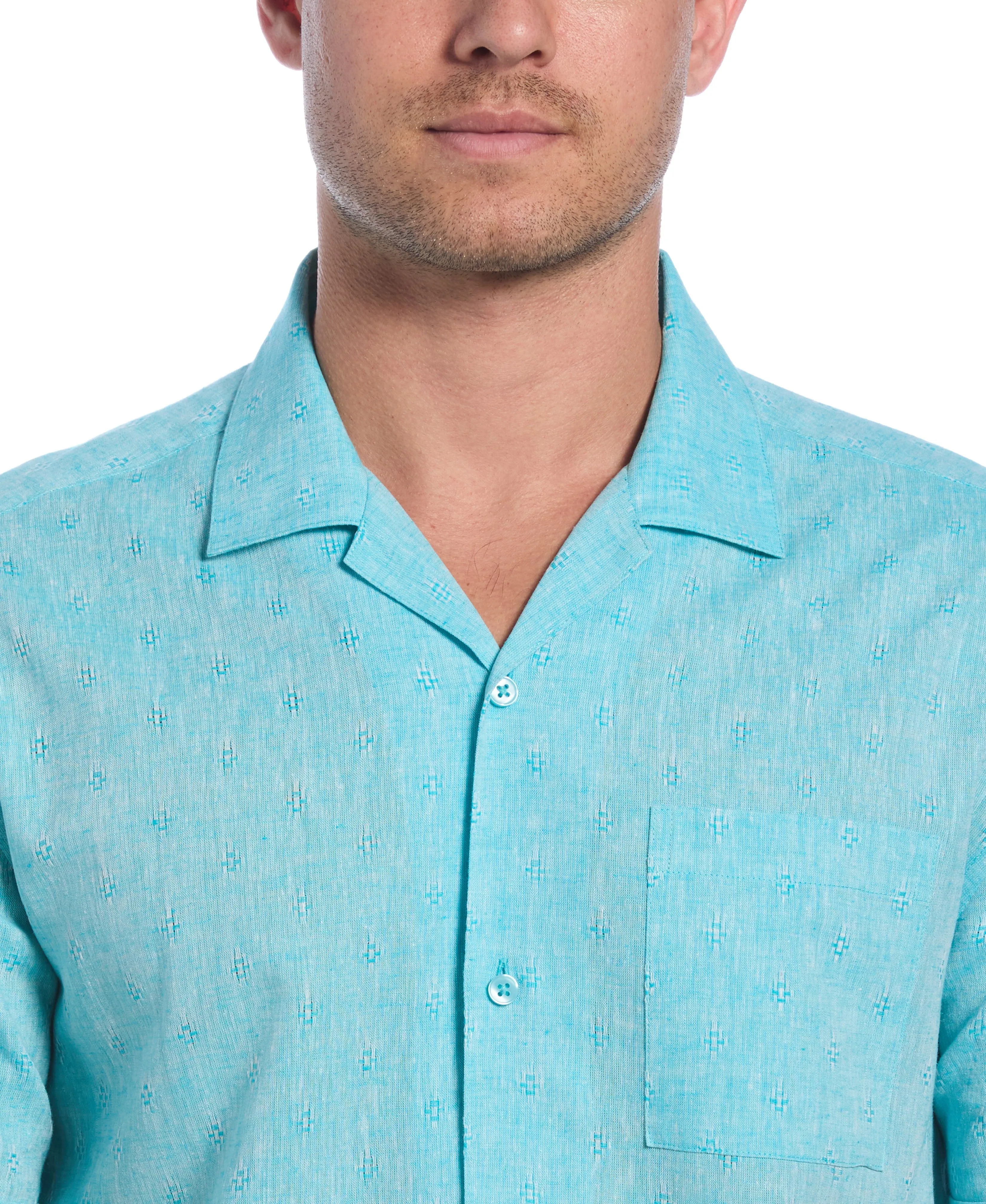 Linen Blend Diamond Dobby Print Shirt sold by Cubavera product image thumbnail 4
