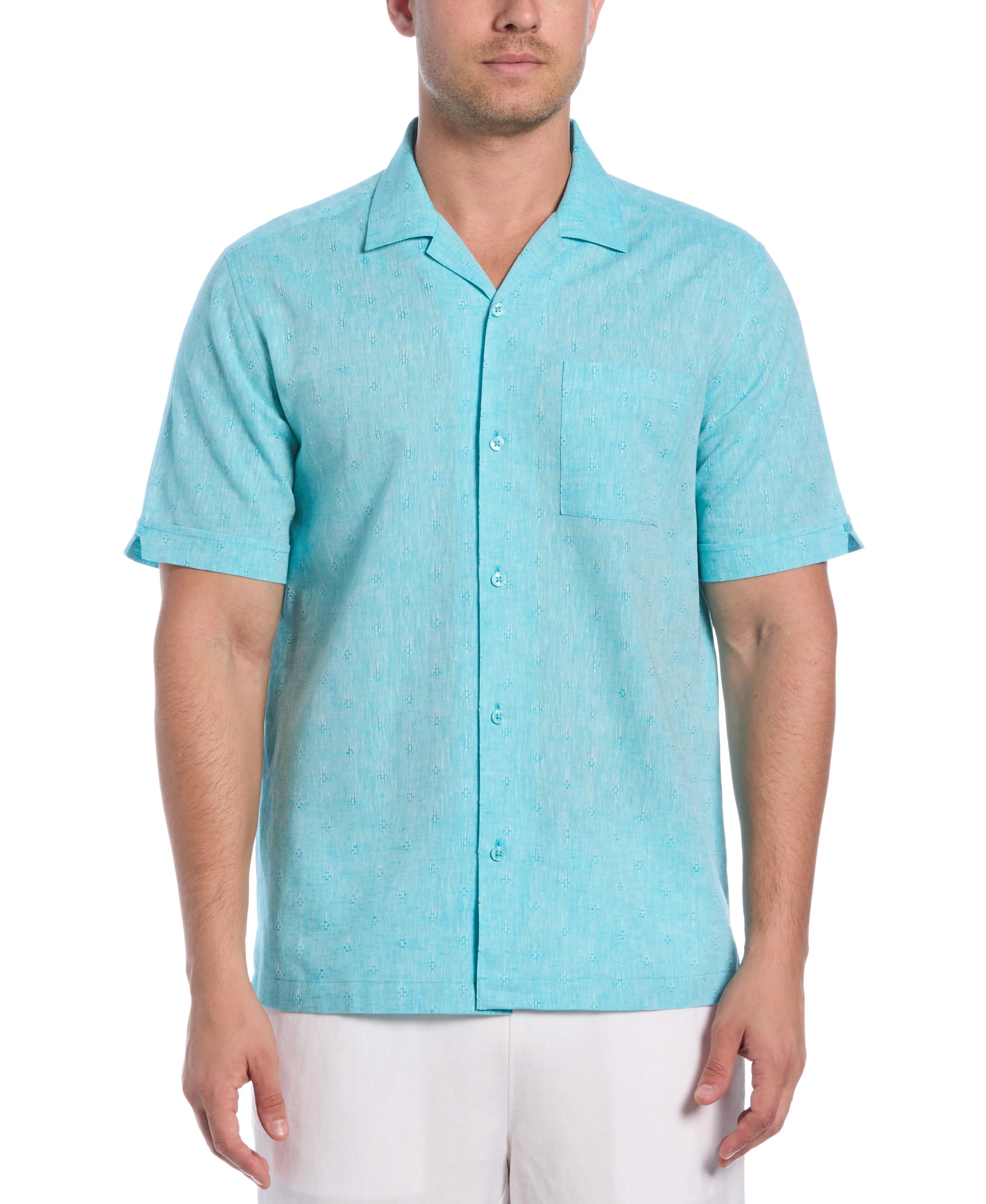 Linen Blend Diamond Dobby Print Shirt sold by Cubavera