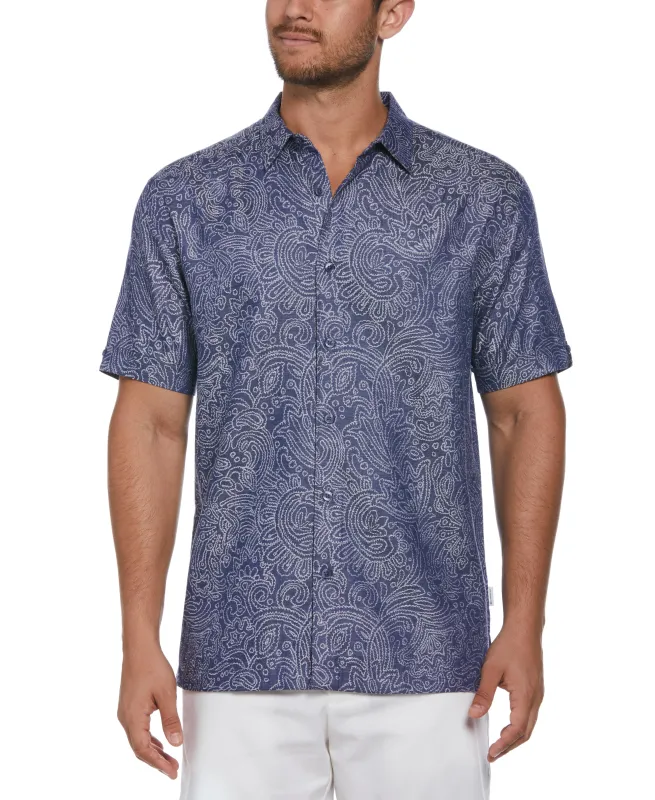Jacquard Abstract Floral Paisley Print Shirt sold by Cubavera