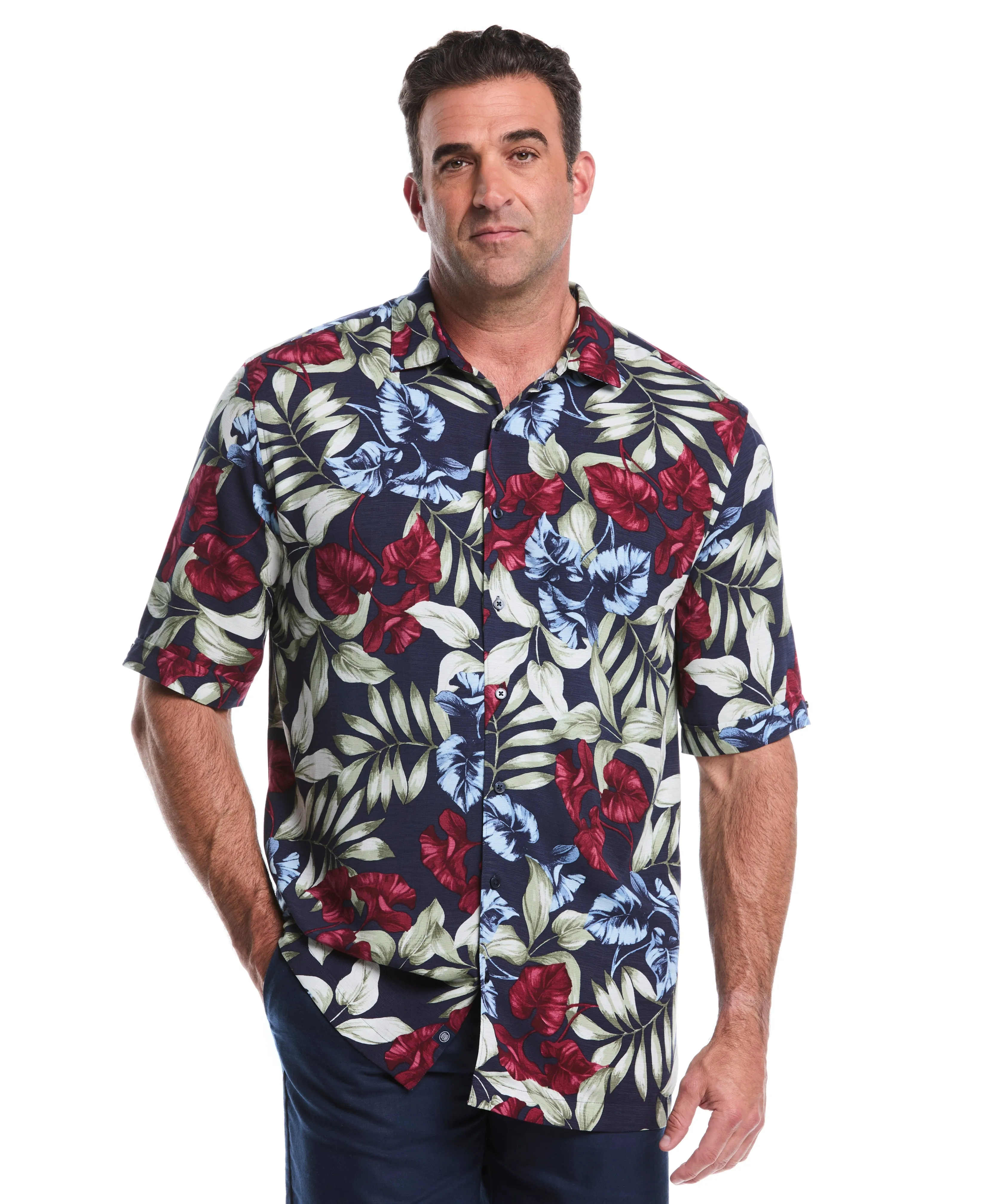 Big & Tall Viscose Texture Floral Print Shirt sold by Cubavera